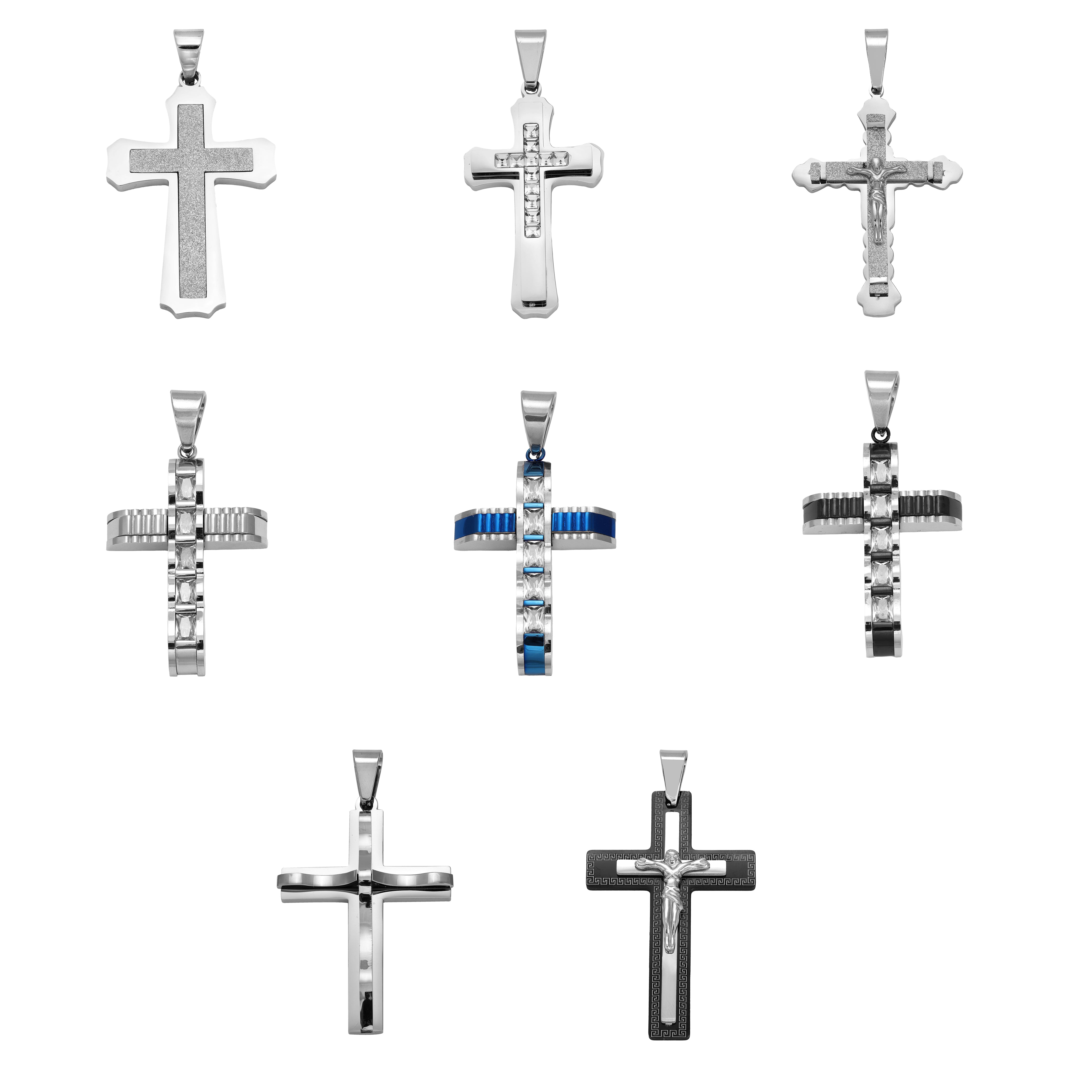 Various cross pendants made of stainless steel