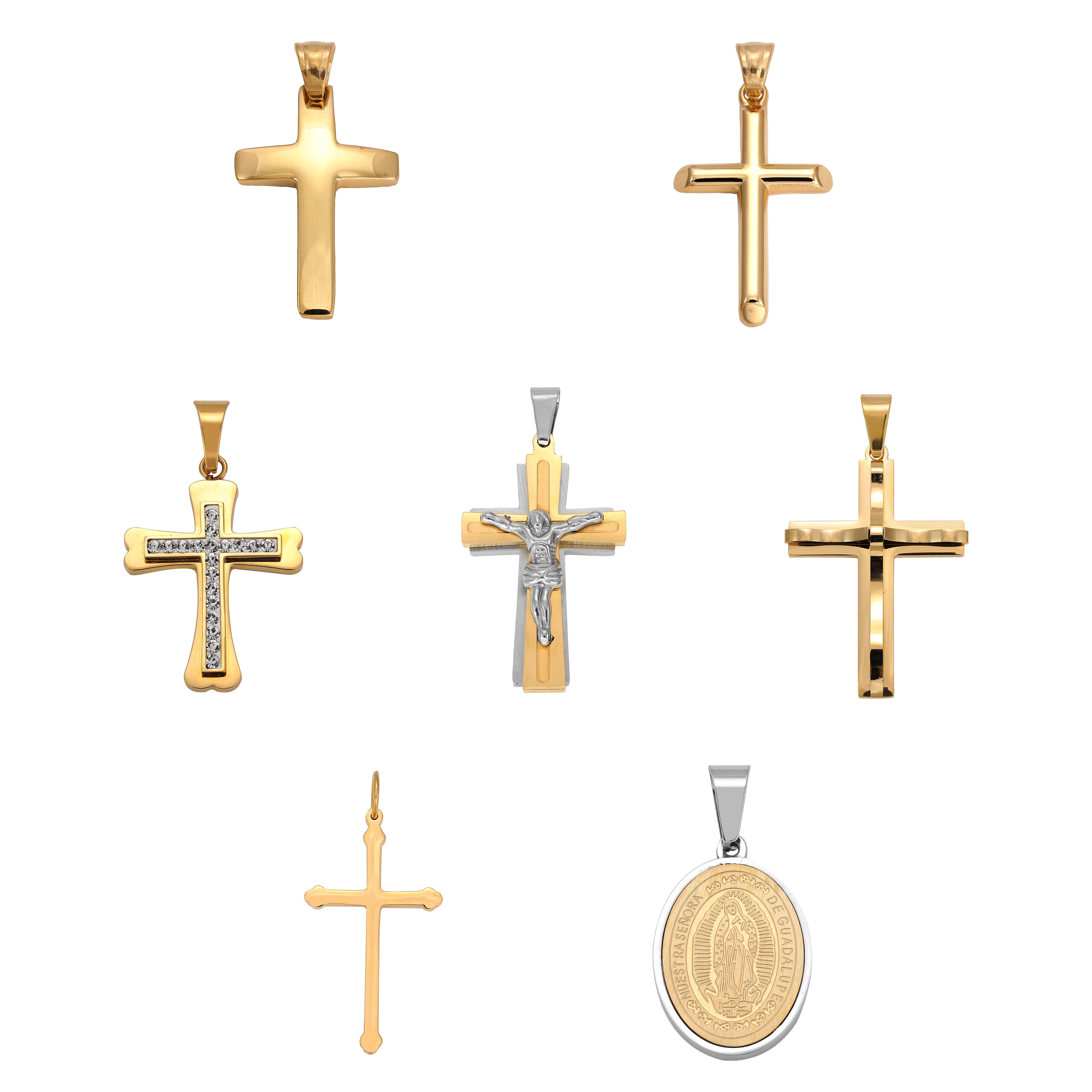 Various pendants made of stainless steel 18K gold plated