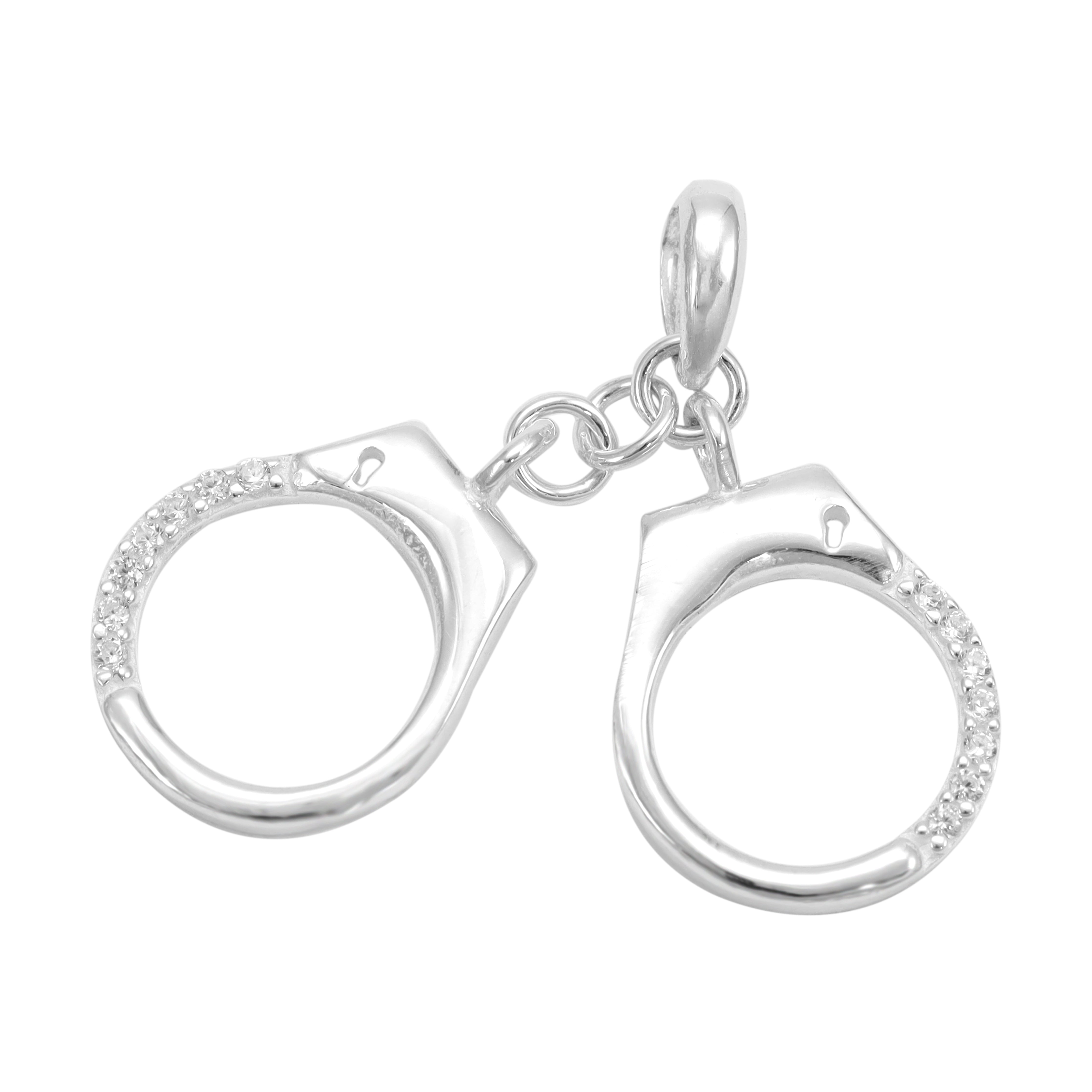 Handcuff Iced Out Stil Anhänger aus 925 Sterlingsilber (PE417) - Taipan Schmuck