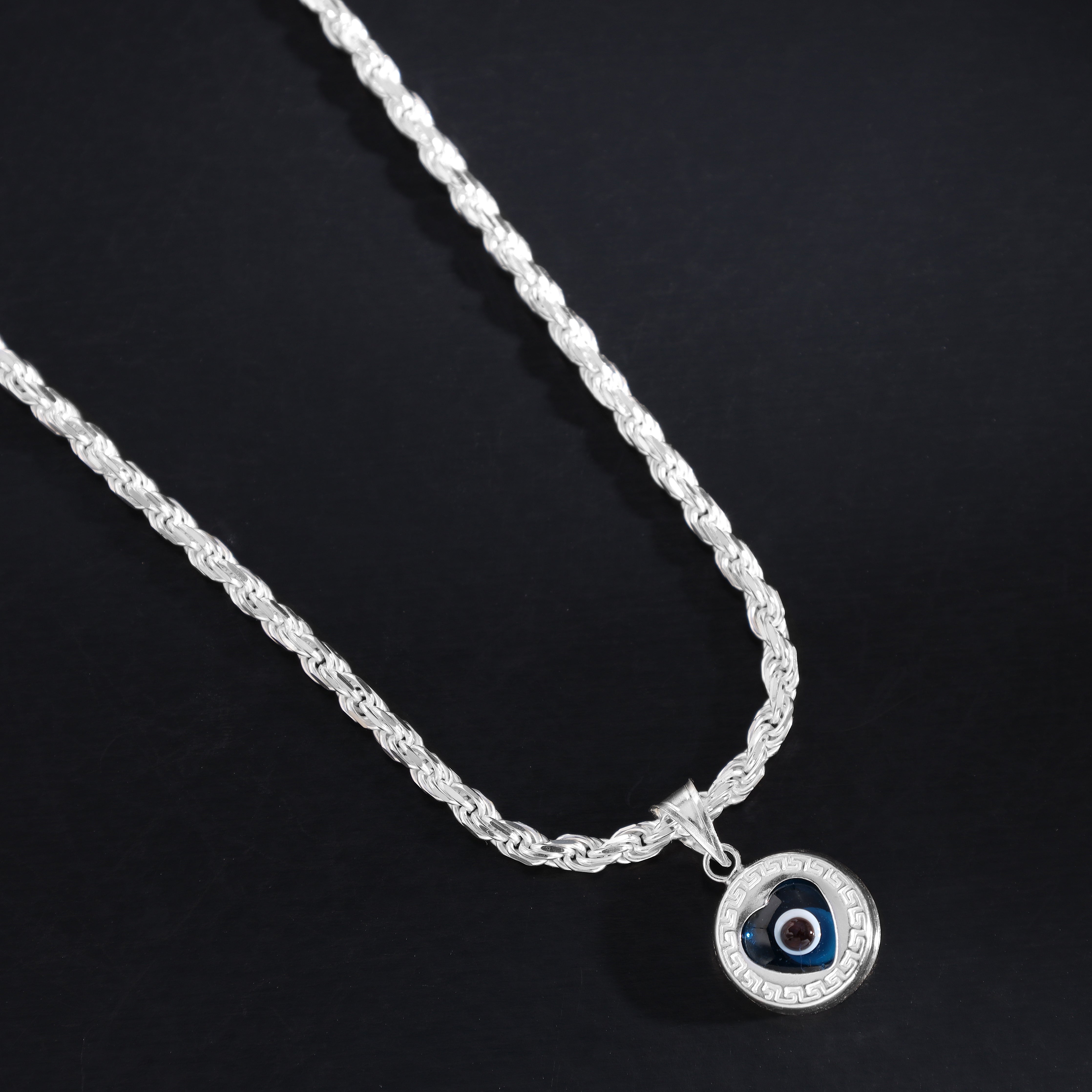 Evil Eye Herzform Anhänger Santorini Design aus 925 Sterlingsilber Kettenanhänger - Taipan Schmuck