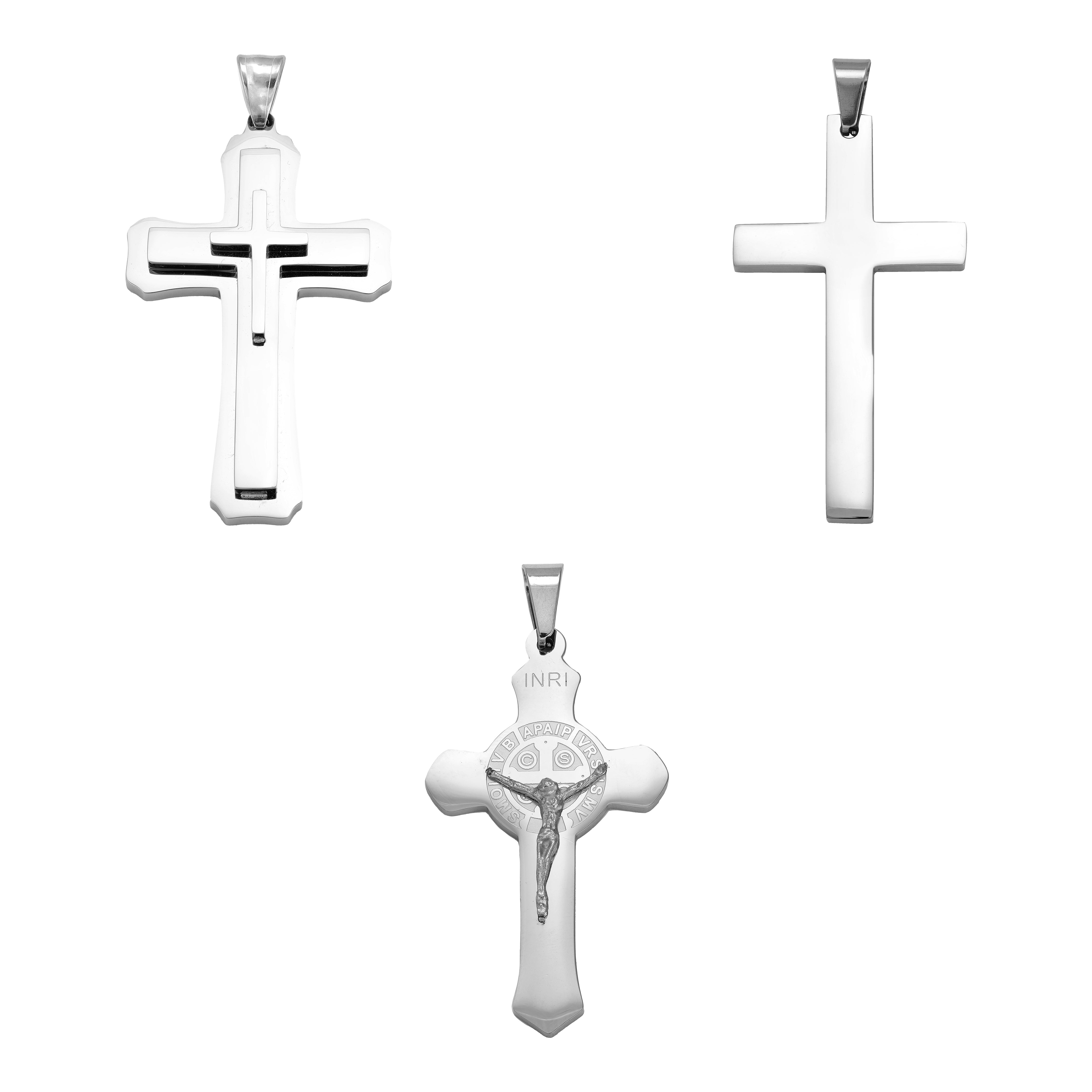 Various cross pendants made of stainless steel