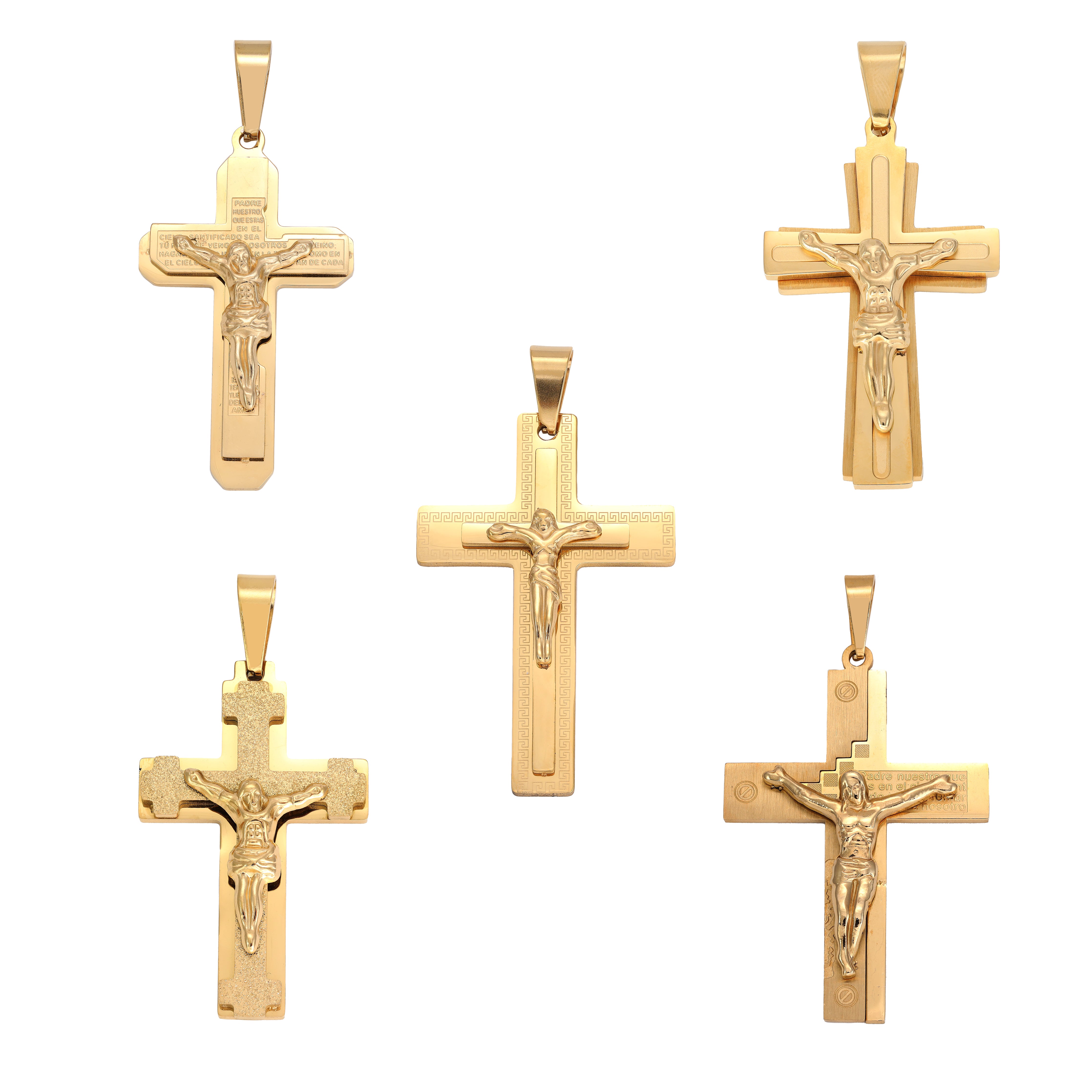 Various cross pendants made of stainless steel 14K gold plated