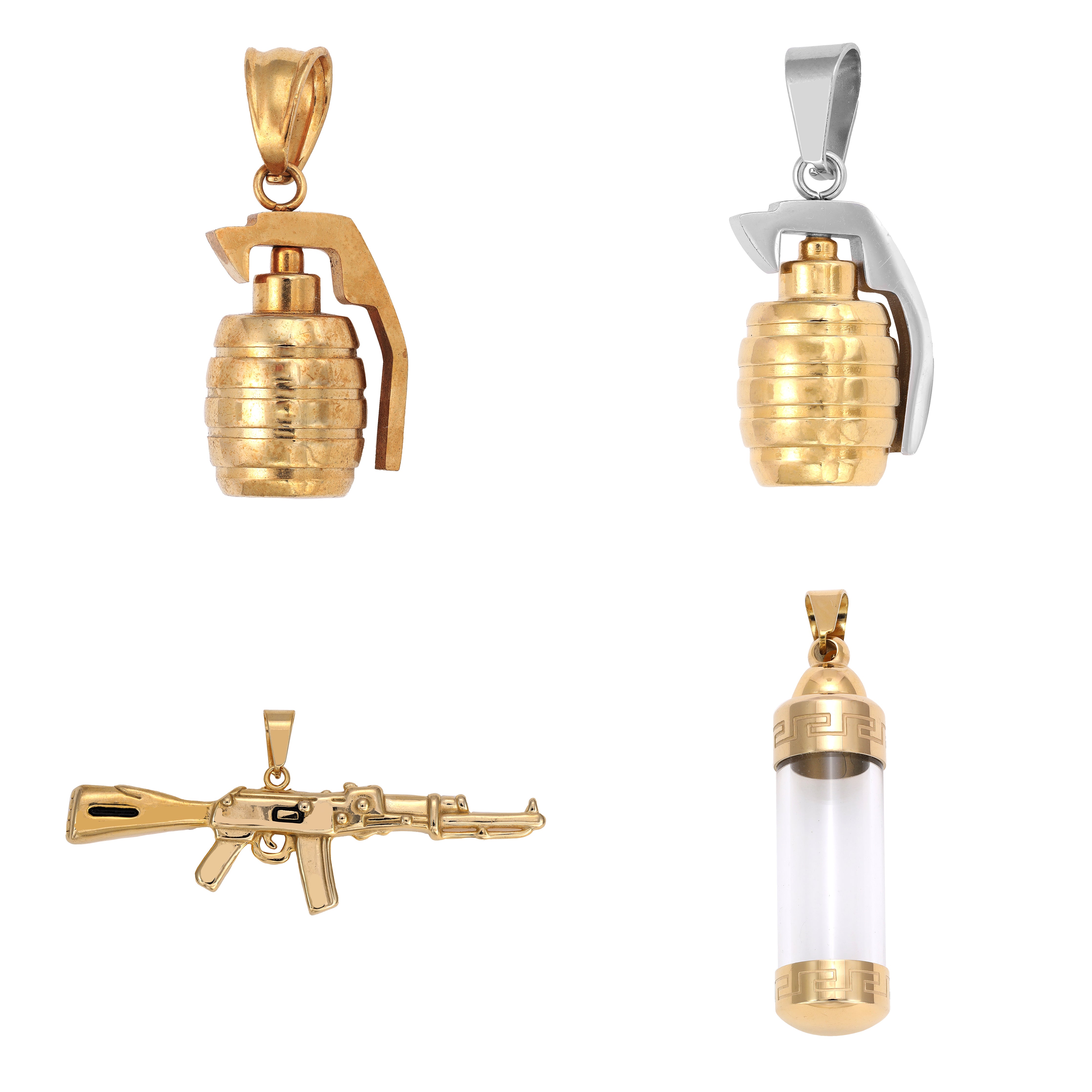 Various pendants made of stainless steel 18K gold plated