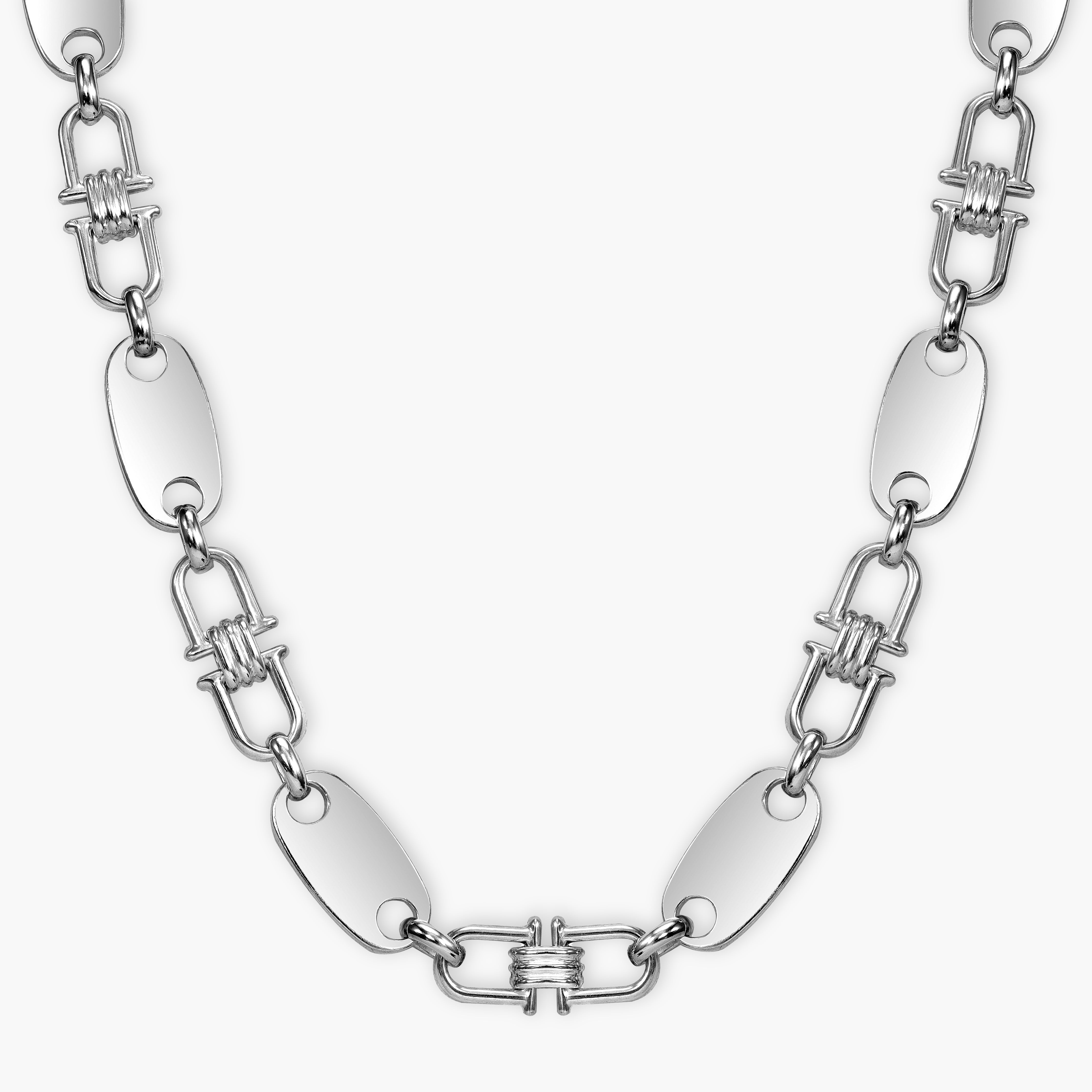 10mm plate chain movable stirrup chain - 925 silver