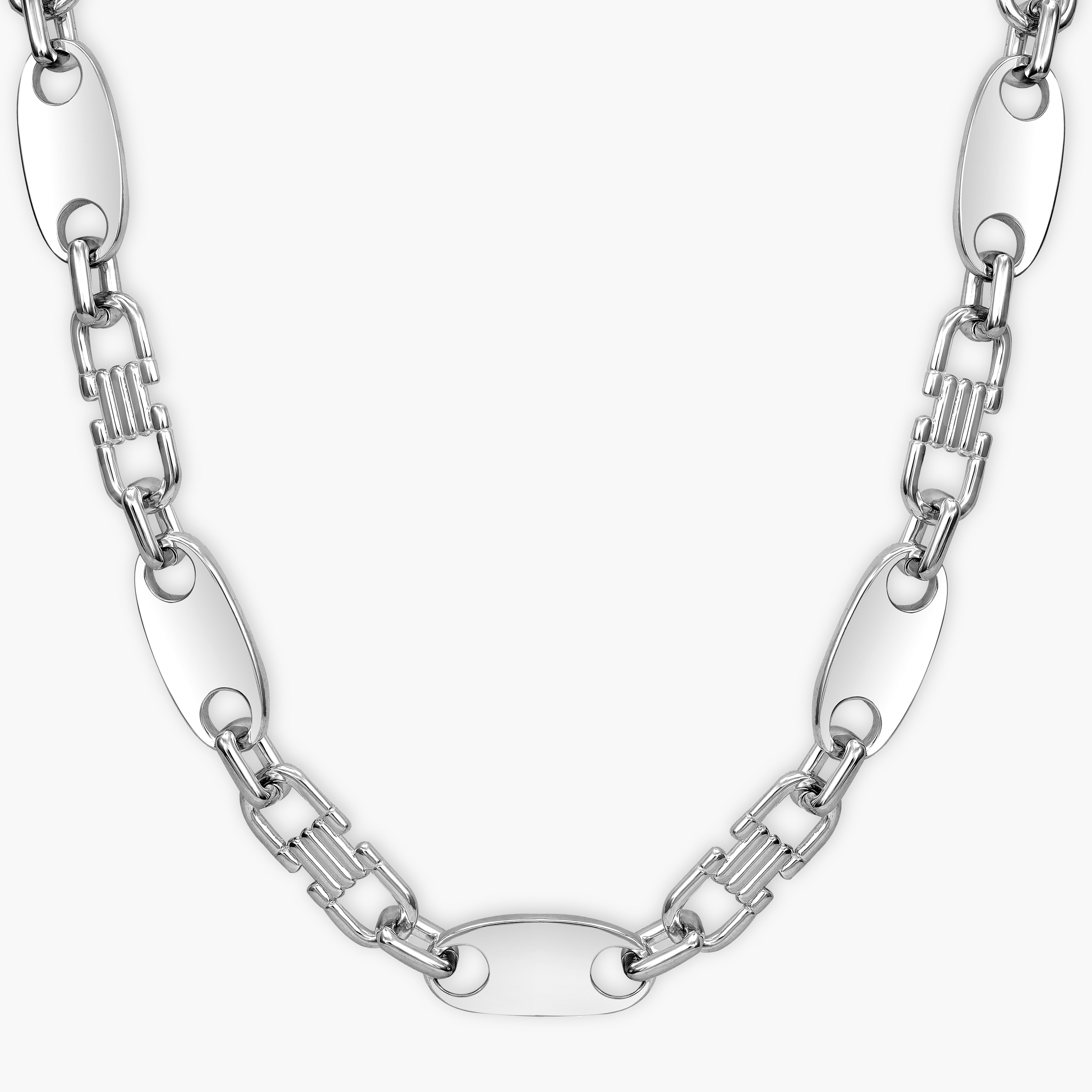 13mm Plate Chain Stirrup Chain - 925 Silver 