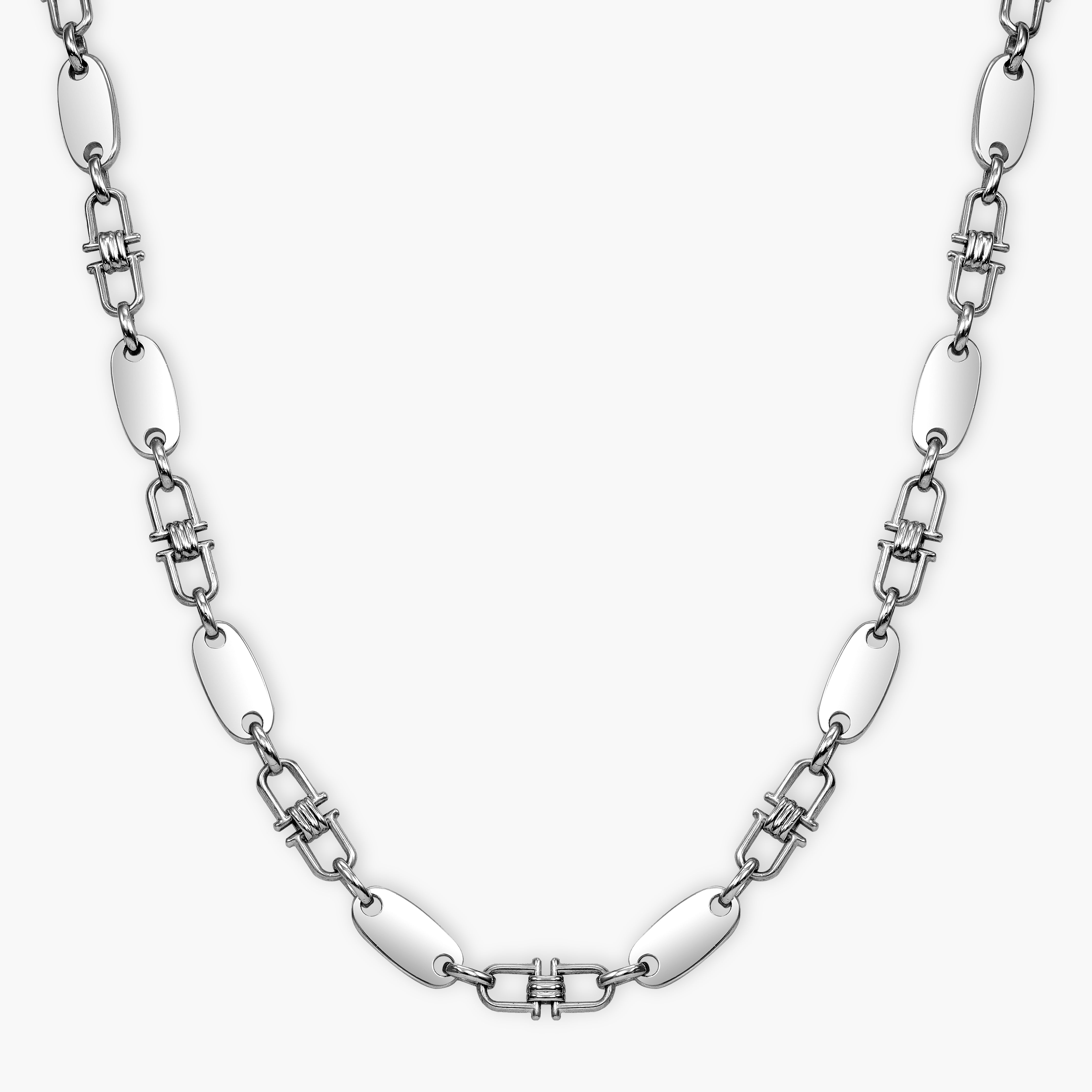 6mm plate chain movable stirrup chain - 925 silver