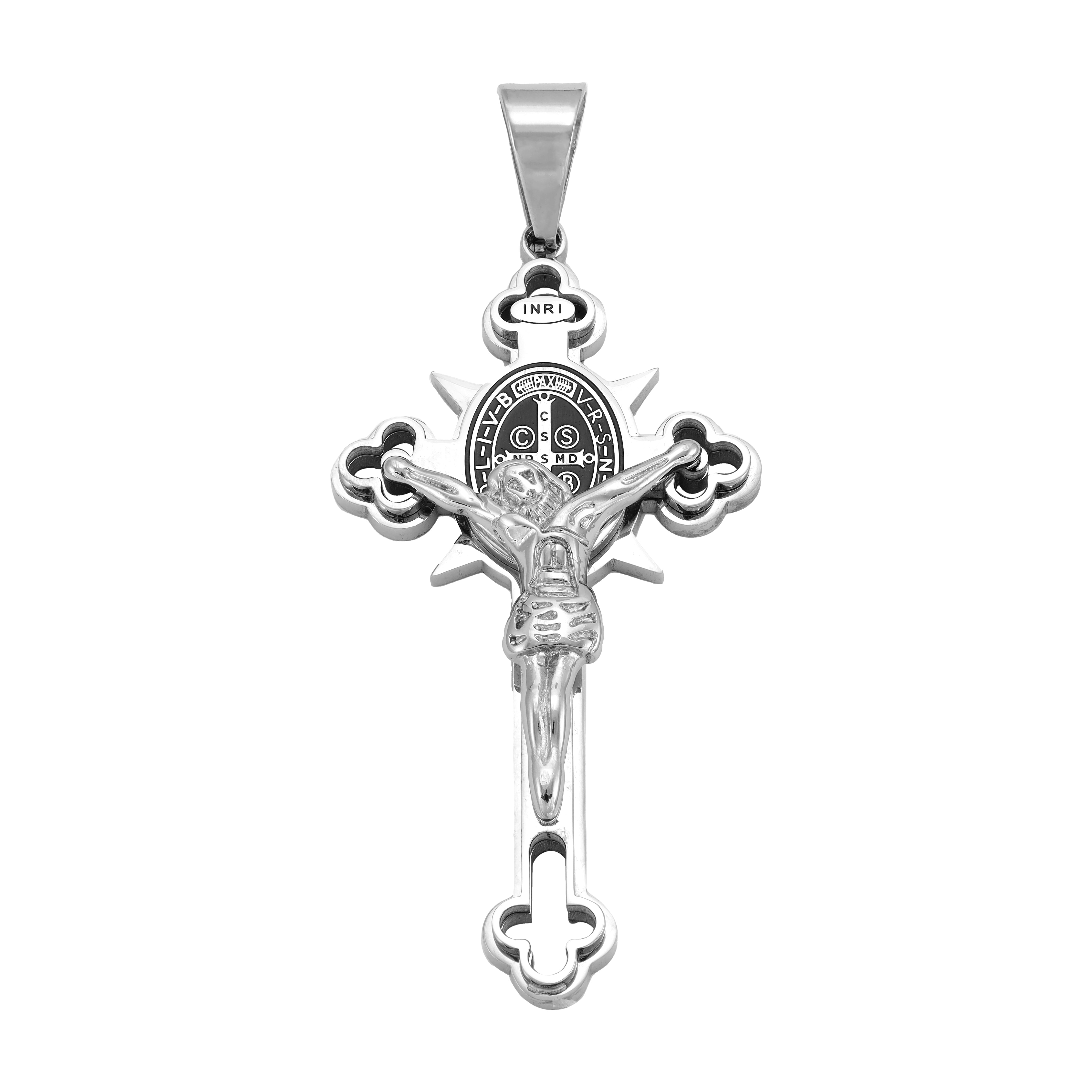 Very large cross with Jesus pendant crucifix made of stainless steel