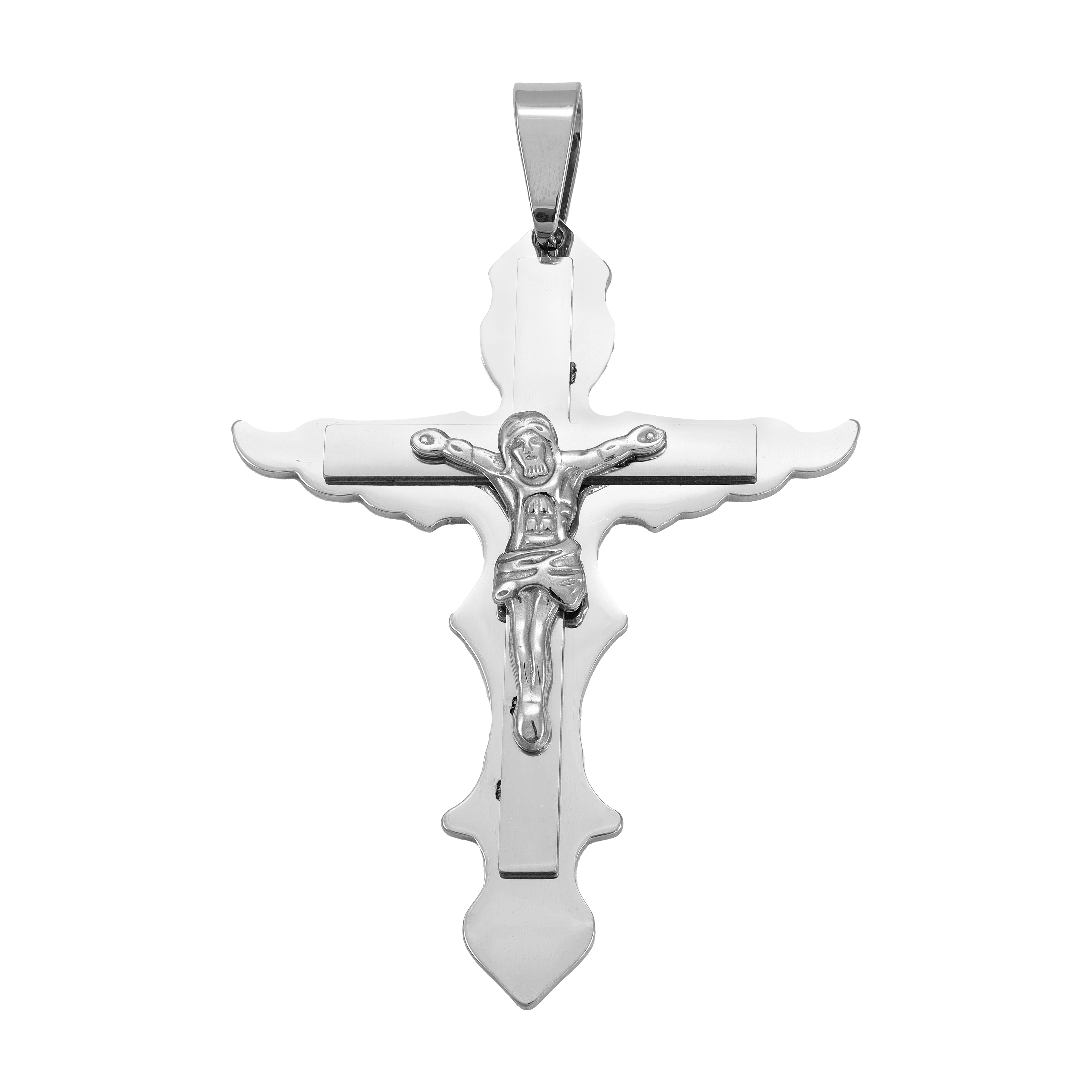 Very large cross with Jesus pendant made of stainless steel