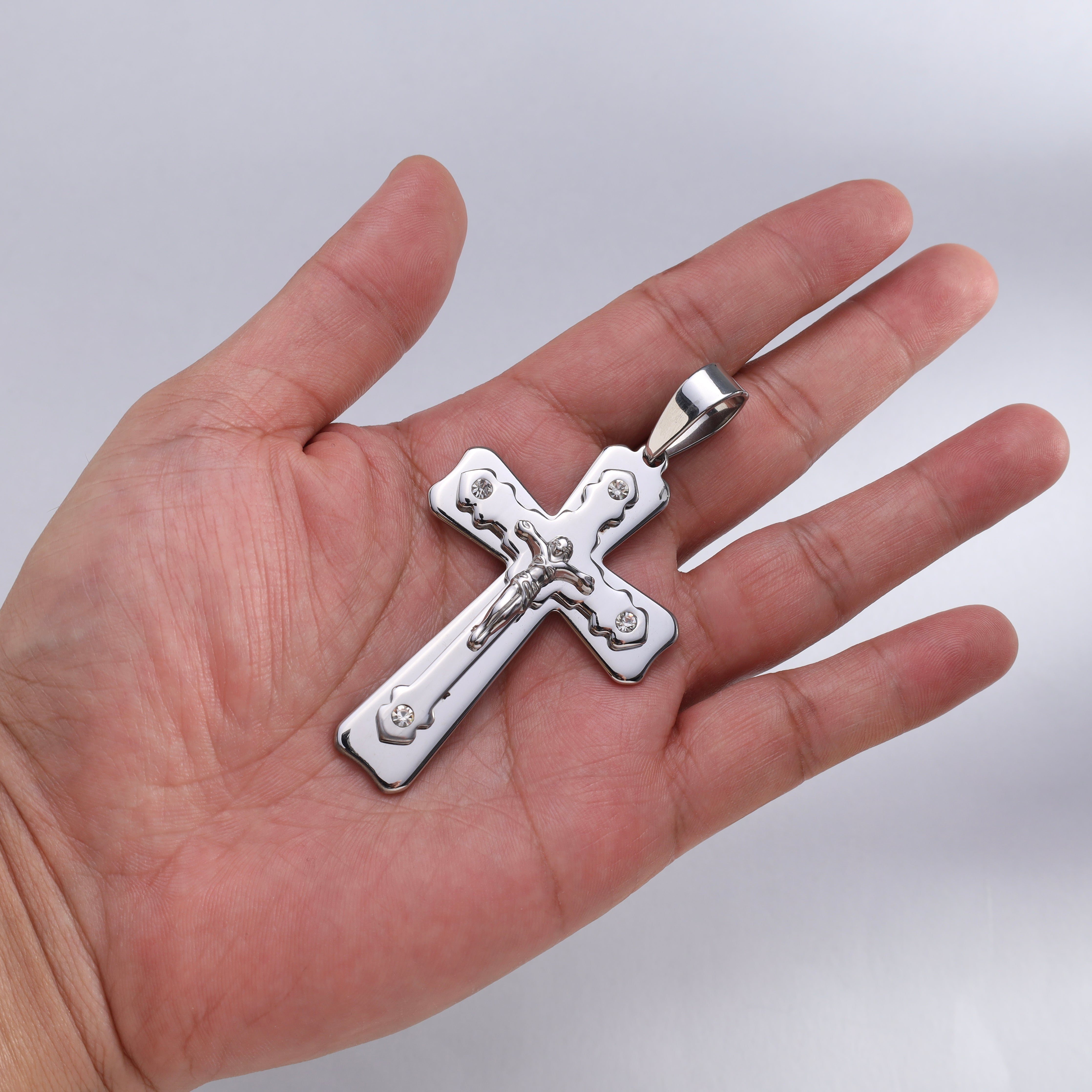 Very large cross pendant made of stainless steel