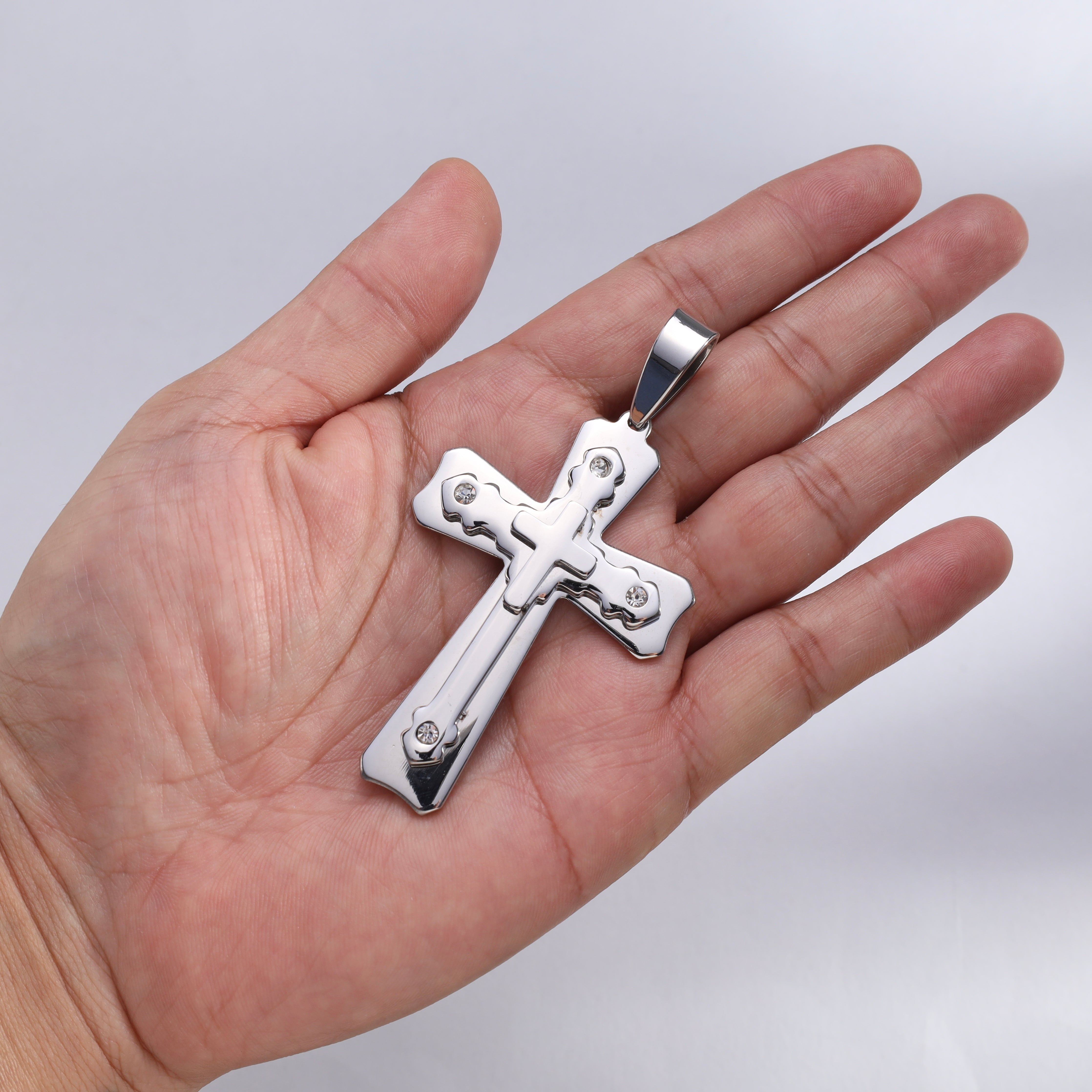 Very large cross pendant made of stainless steel