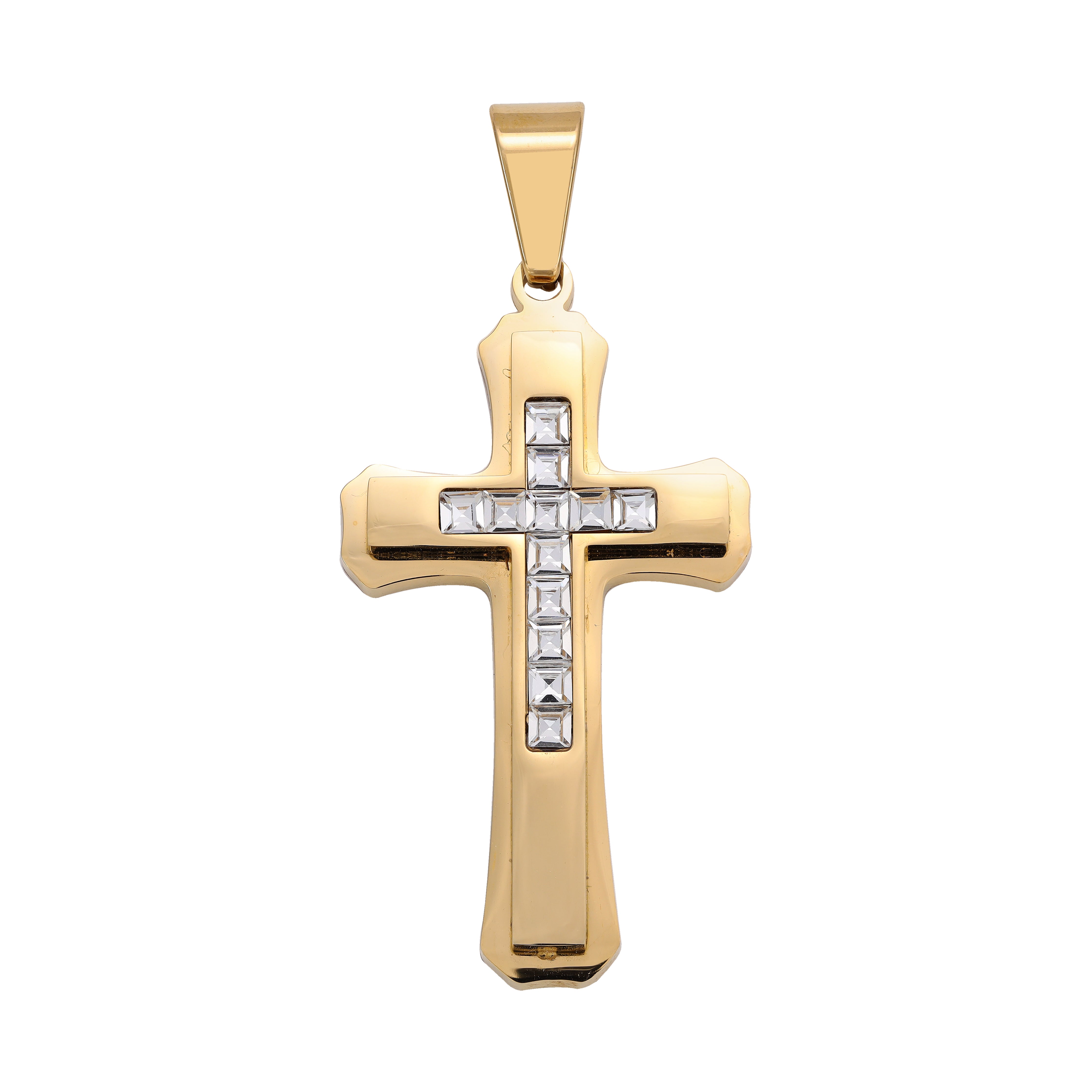 Various cross pendants made of stainless steel 14K gold plated