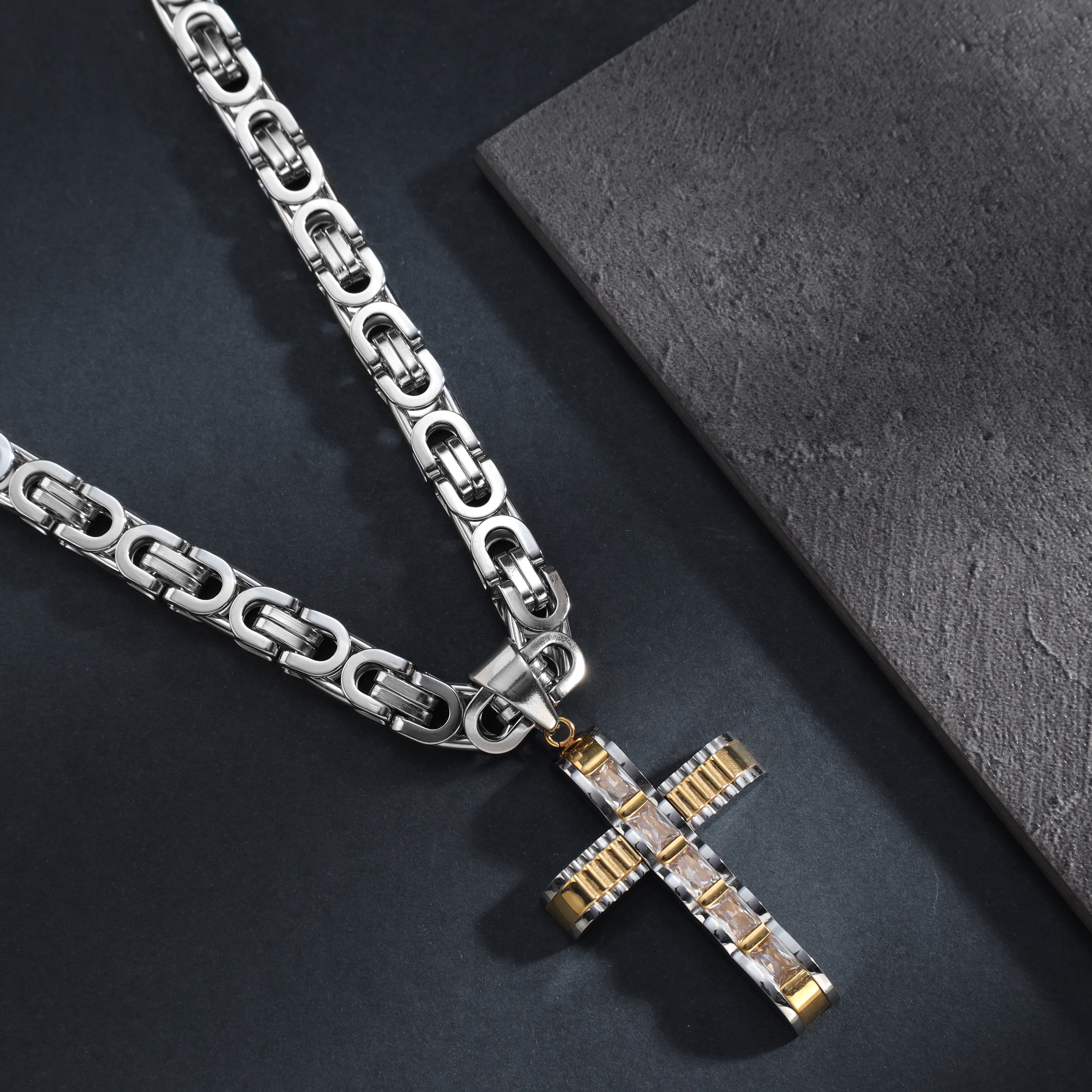 Various cross pendants made of stainless steel 14K gold plated