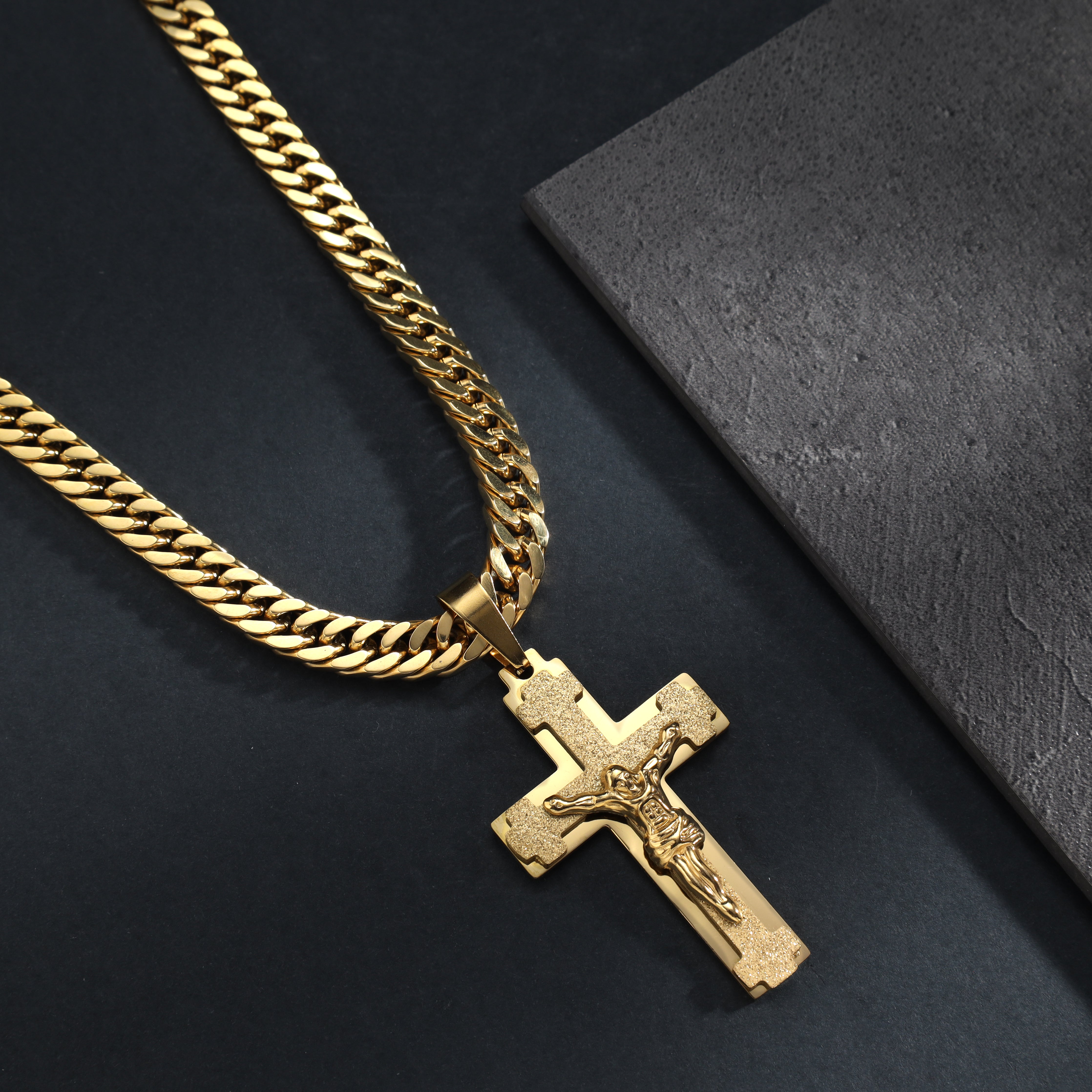 Various cross pendants made of stainless steel 14K gold plated