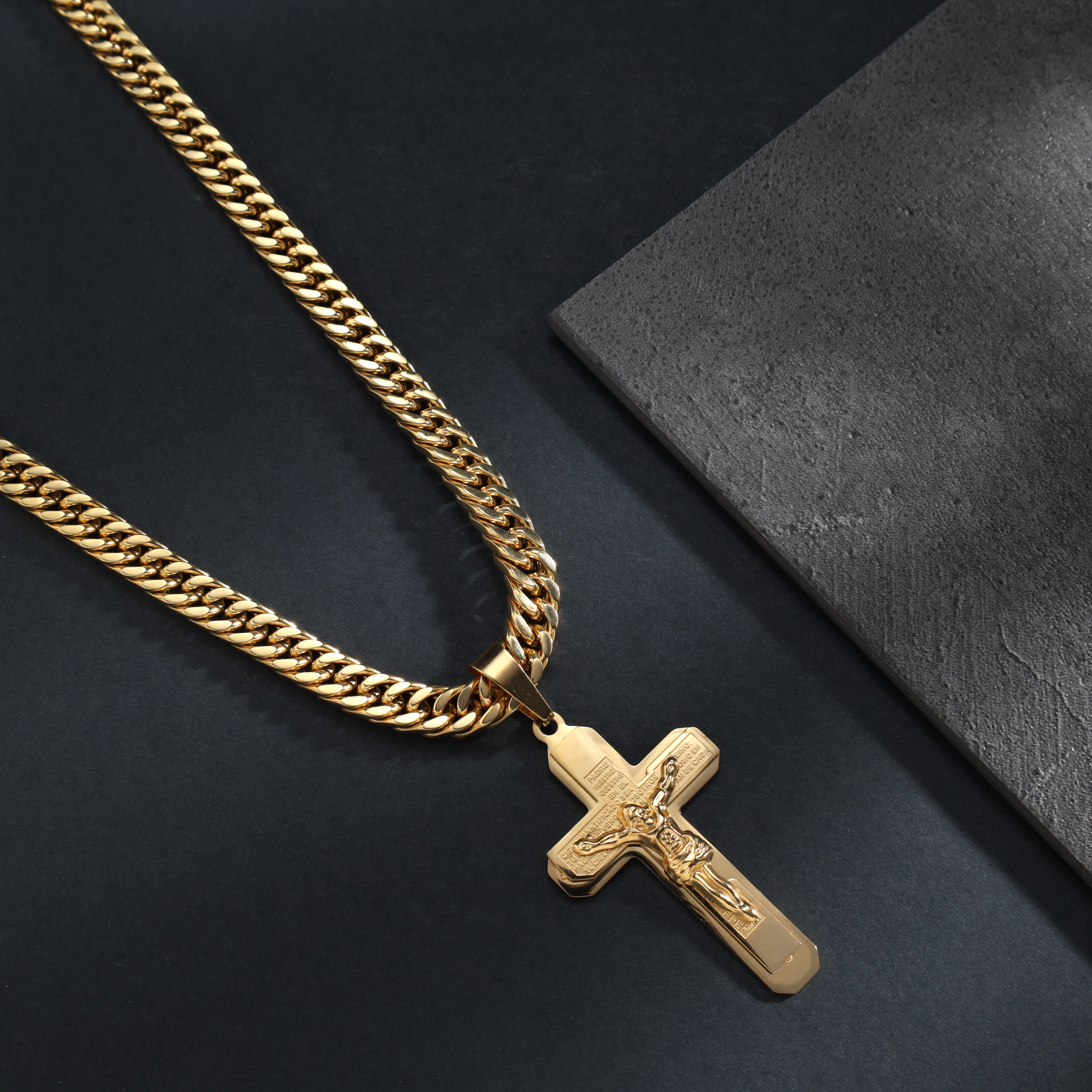 Various cross pendants made of stainless steel 14K gold plated