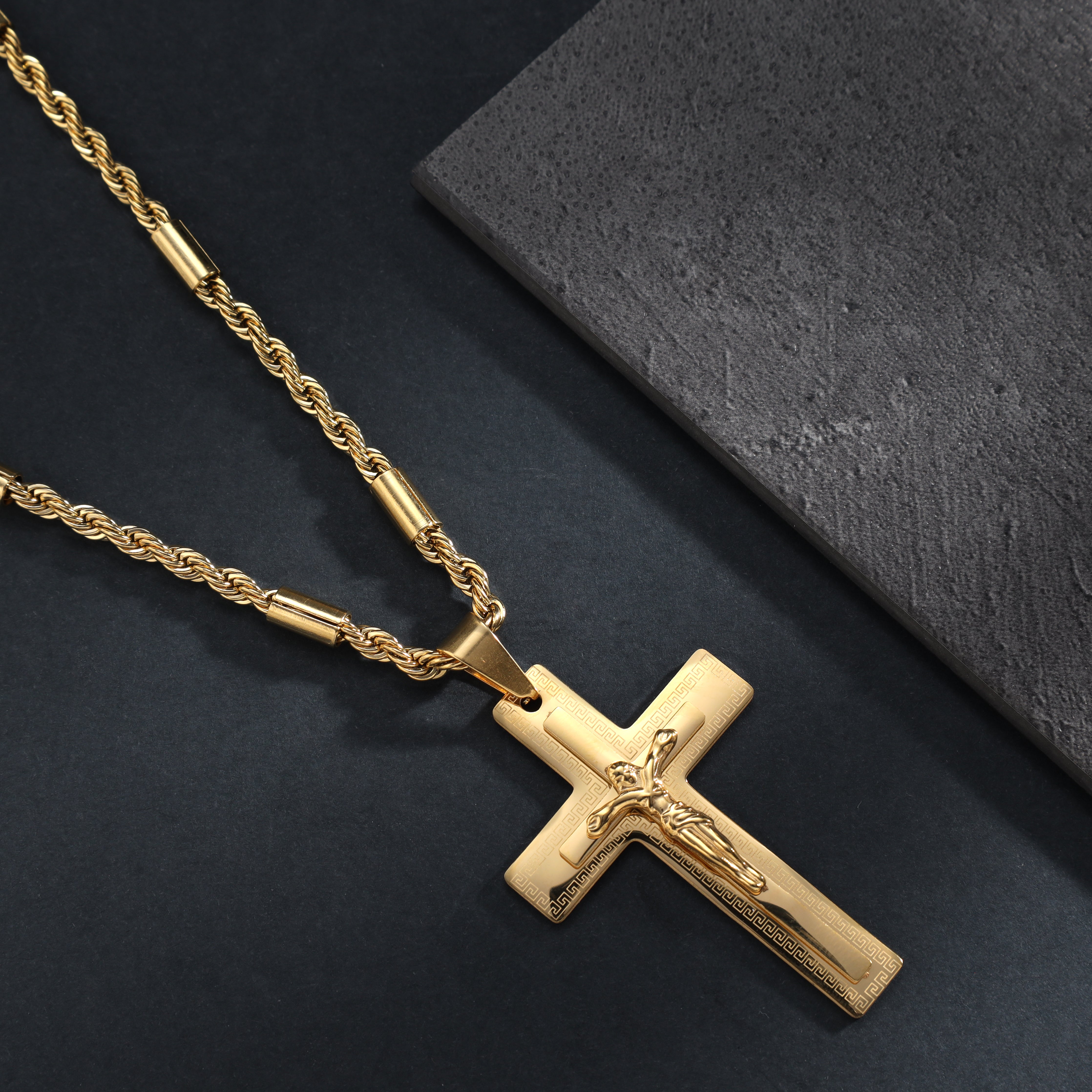 Various cross pendants made of stainless steel 14K gold plated