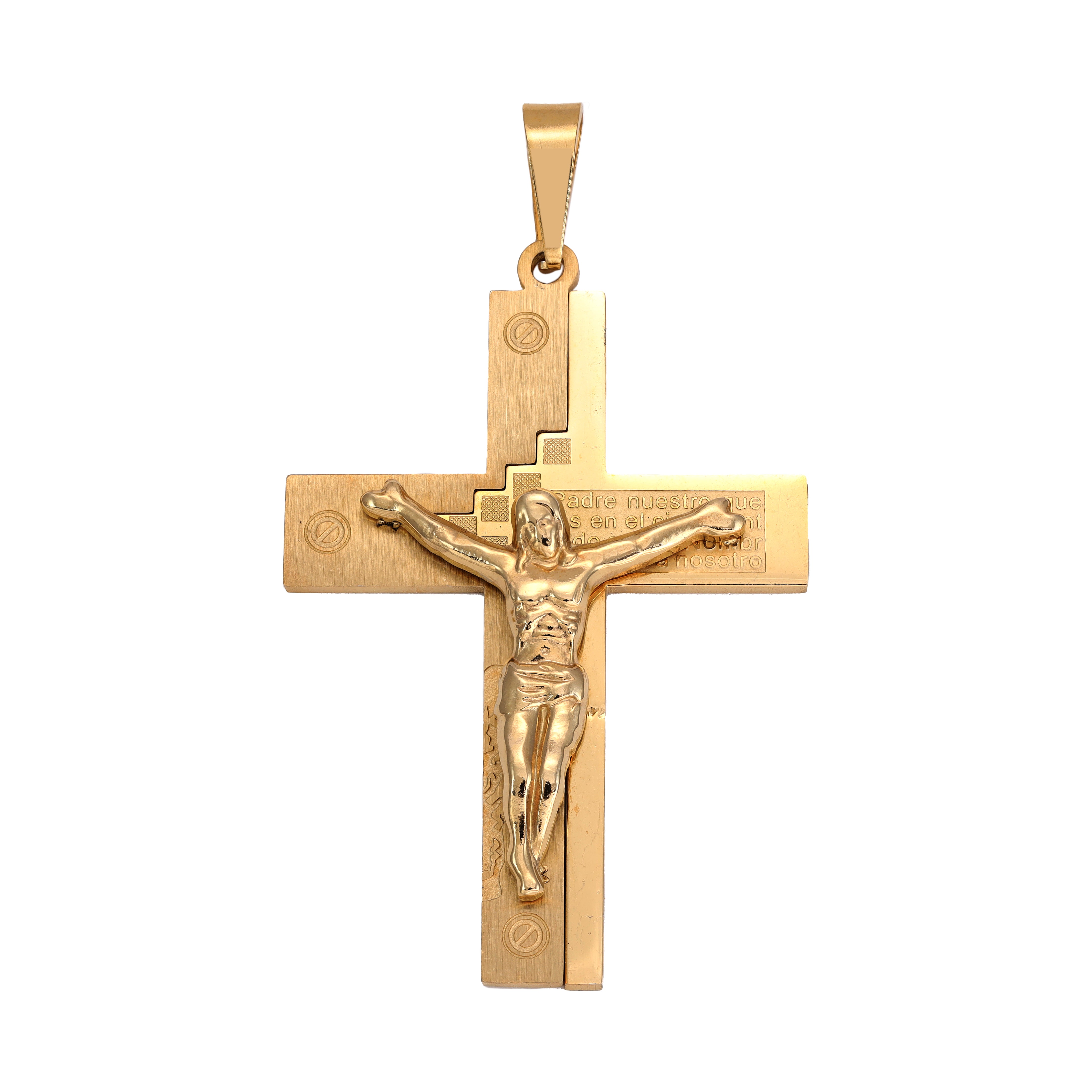 Various cross pendants made of stainless steel 14K gold plated