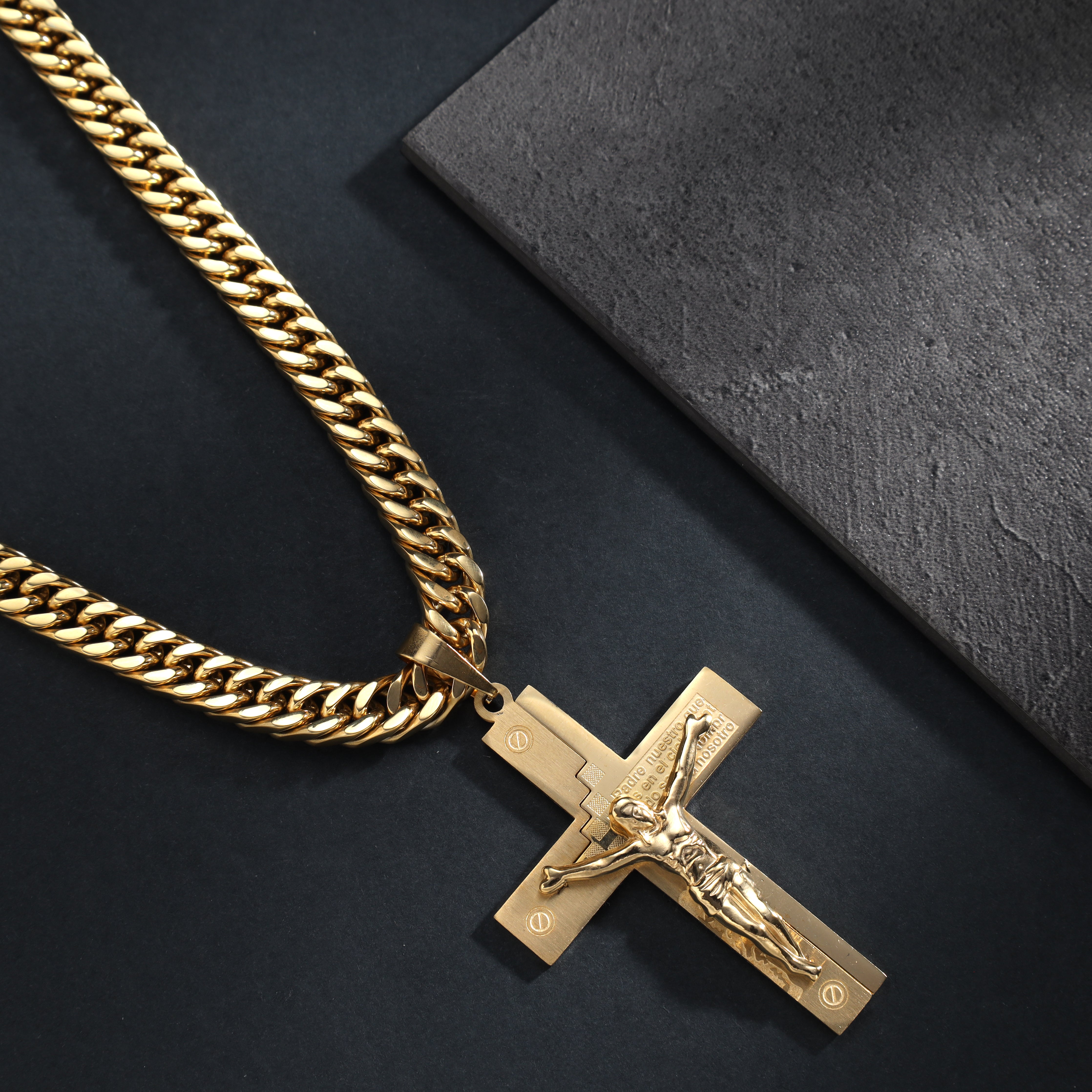 Various cross pendants made of stainless steel 14K gold plated