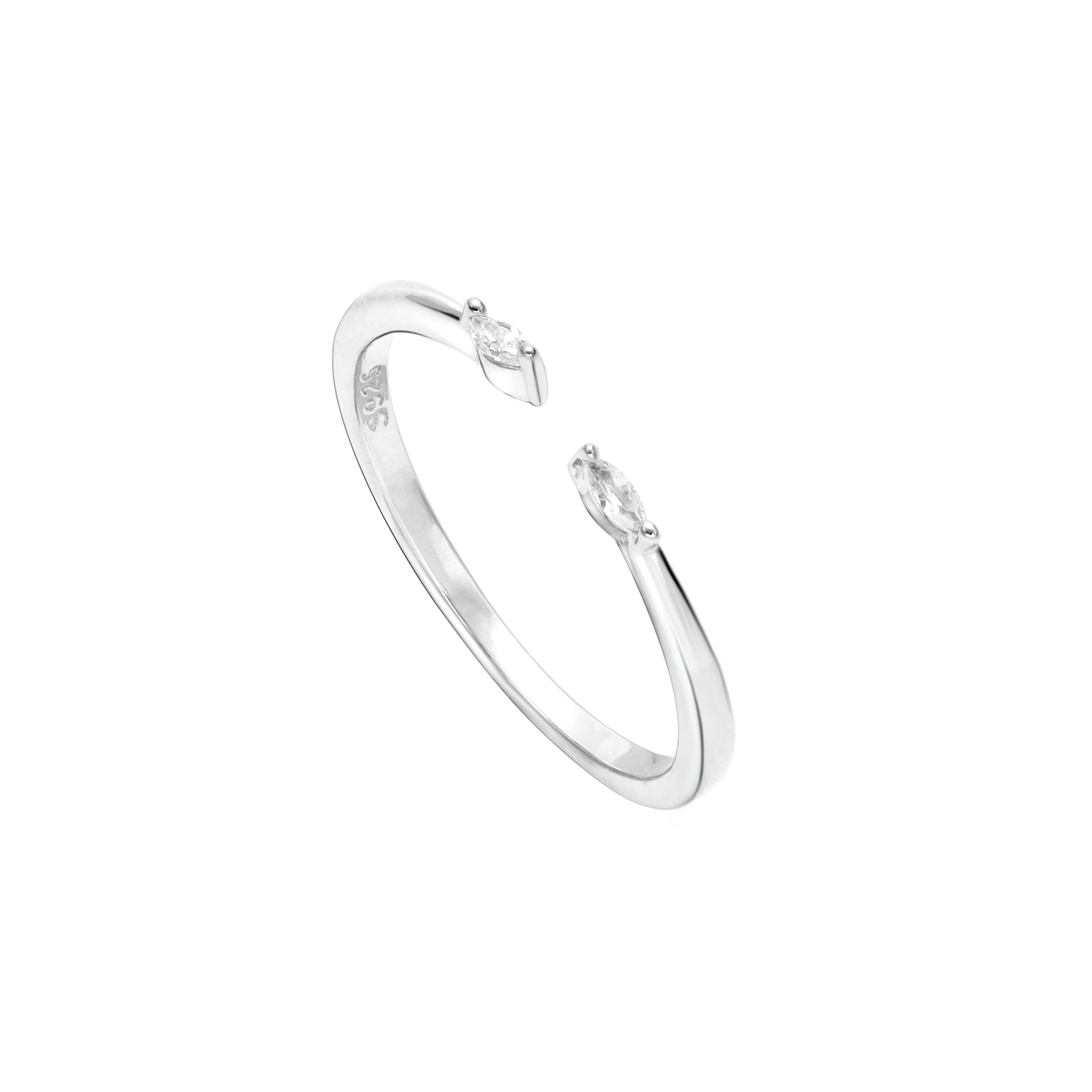 Minimalistischer Damen Silberring Zirkonia Ring aus 925 Sterlingsilber - Taipan Schmuck