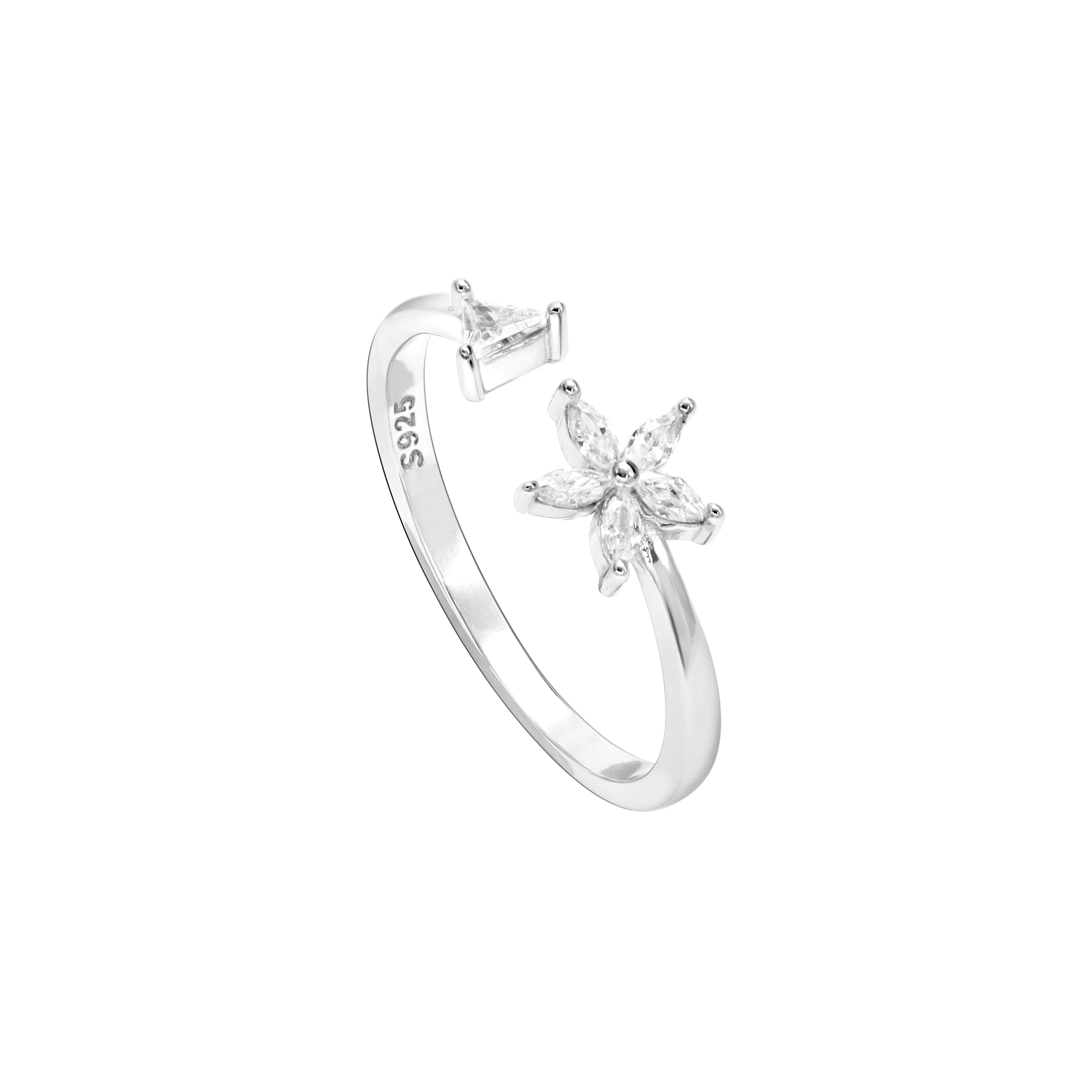 Damen Silberring Blumen Motiv Zirkonia Ring aus 925 Sterlingsilber - Taipan Schmuck