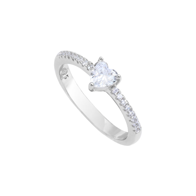 Bild von Damen Silberring Zirkonia Ring mit Herz Motiv Größe 5-9 aus 925 Sterlingsilber
