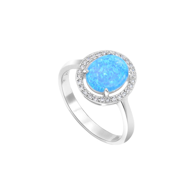 Bild von Damen Silberring blau Zirkonia Ring Größe 6-9 aus 925 Sterlingsilber