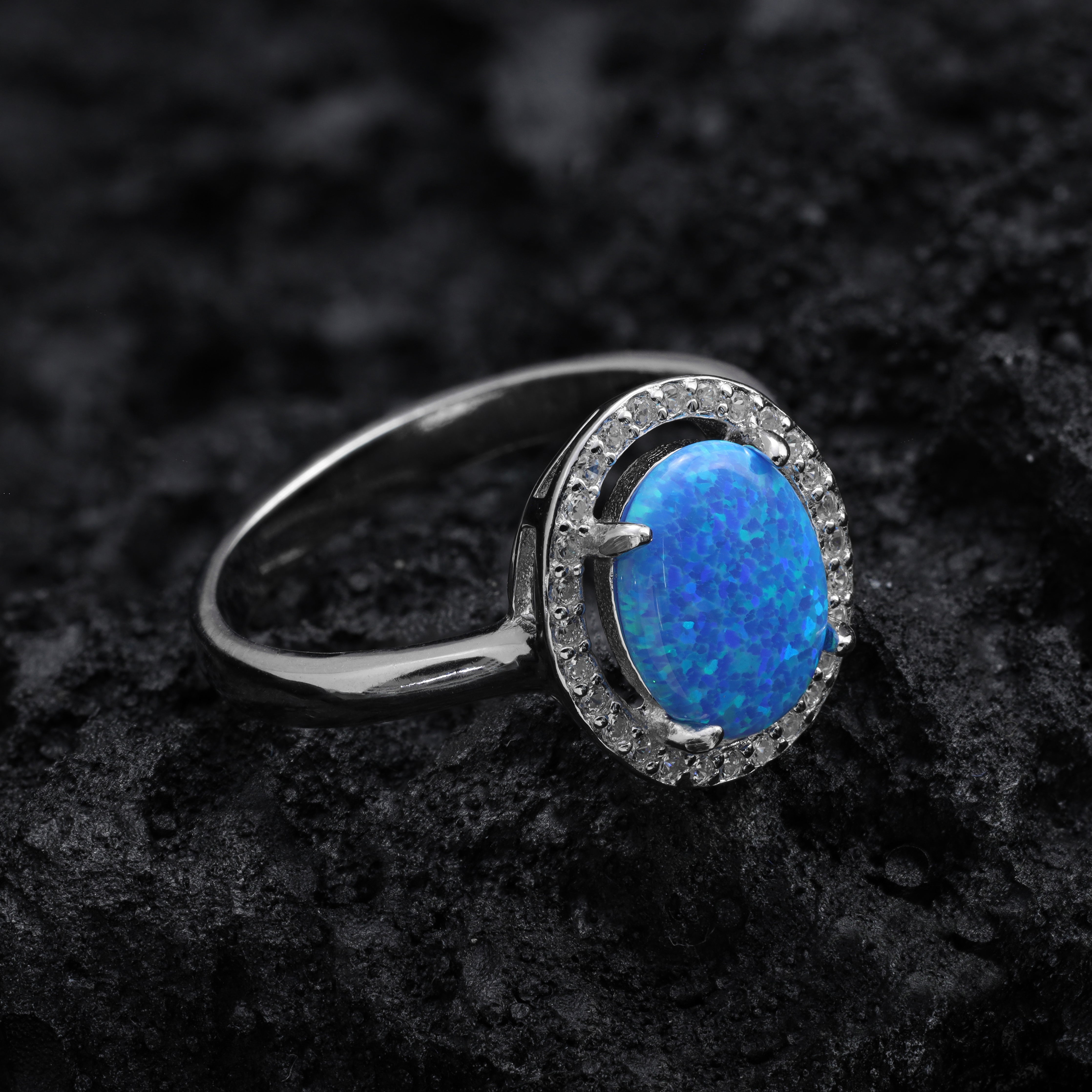 Damen Silberring blau Zirkonia Ring Gr. 6/7/8/9 aus 925 Sterlingsilber - Taipan Schmuck