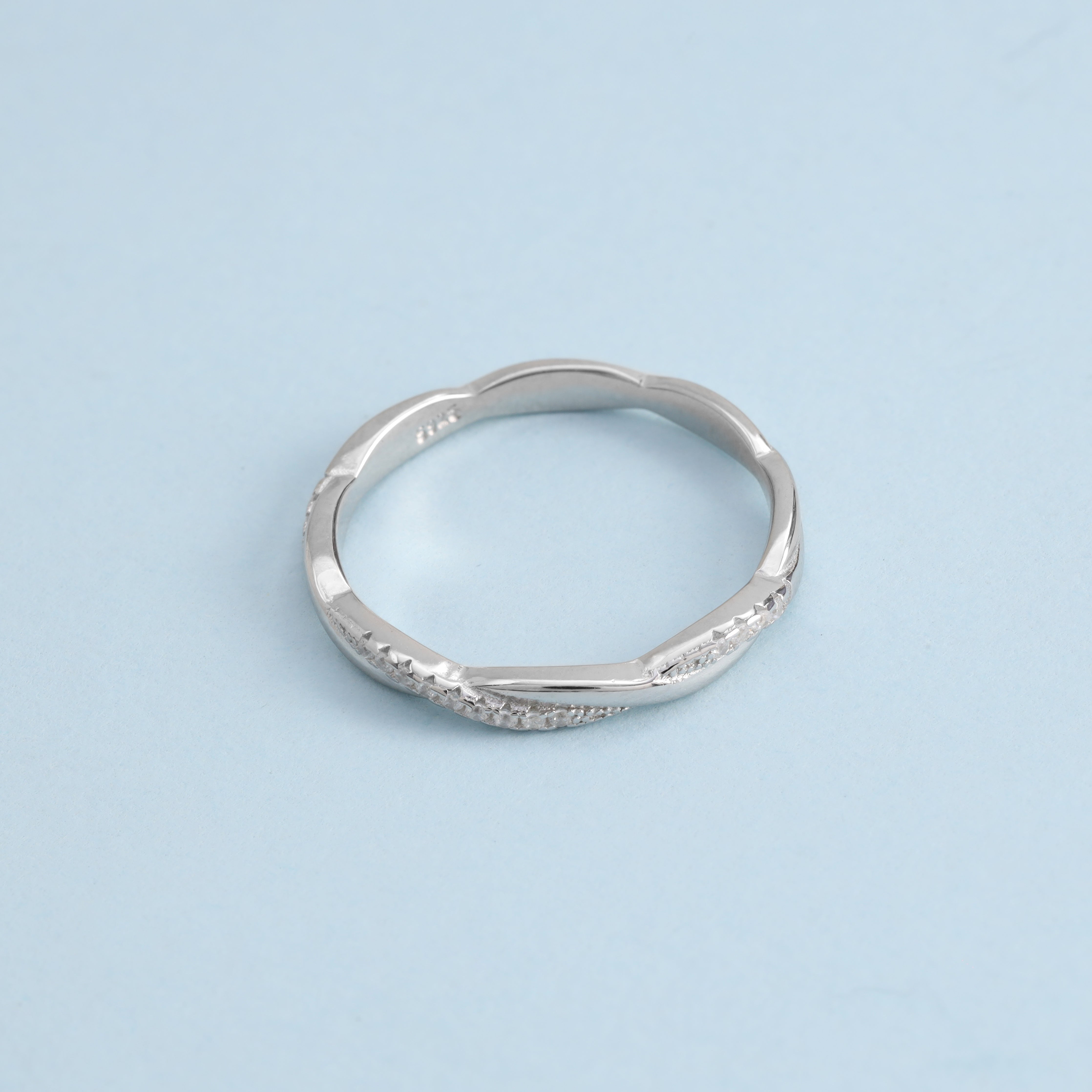 Damen Bandring Silberring  Zirkonia Ring Gr. 6/7/8 aus 925 Sterlingsilber - Taipan Schmuck