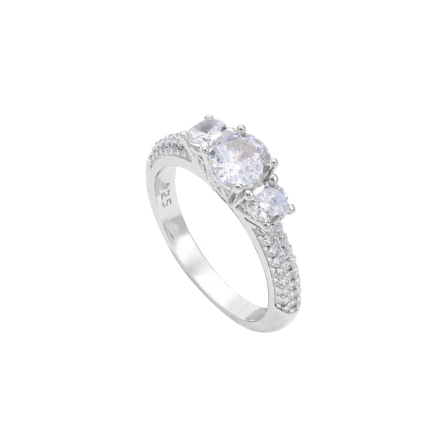 Bild von Damen Silberring mit 3 großen Zirkonia Ring Größe 6-9 aus 925 Sterlingsilber