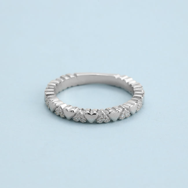 4. Bild von Bandring Damen Silberring Herz Motiv Zirkonia Ring Größe 6-9 aus 925 Sterlingsilber