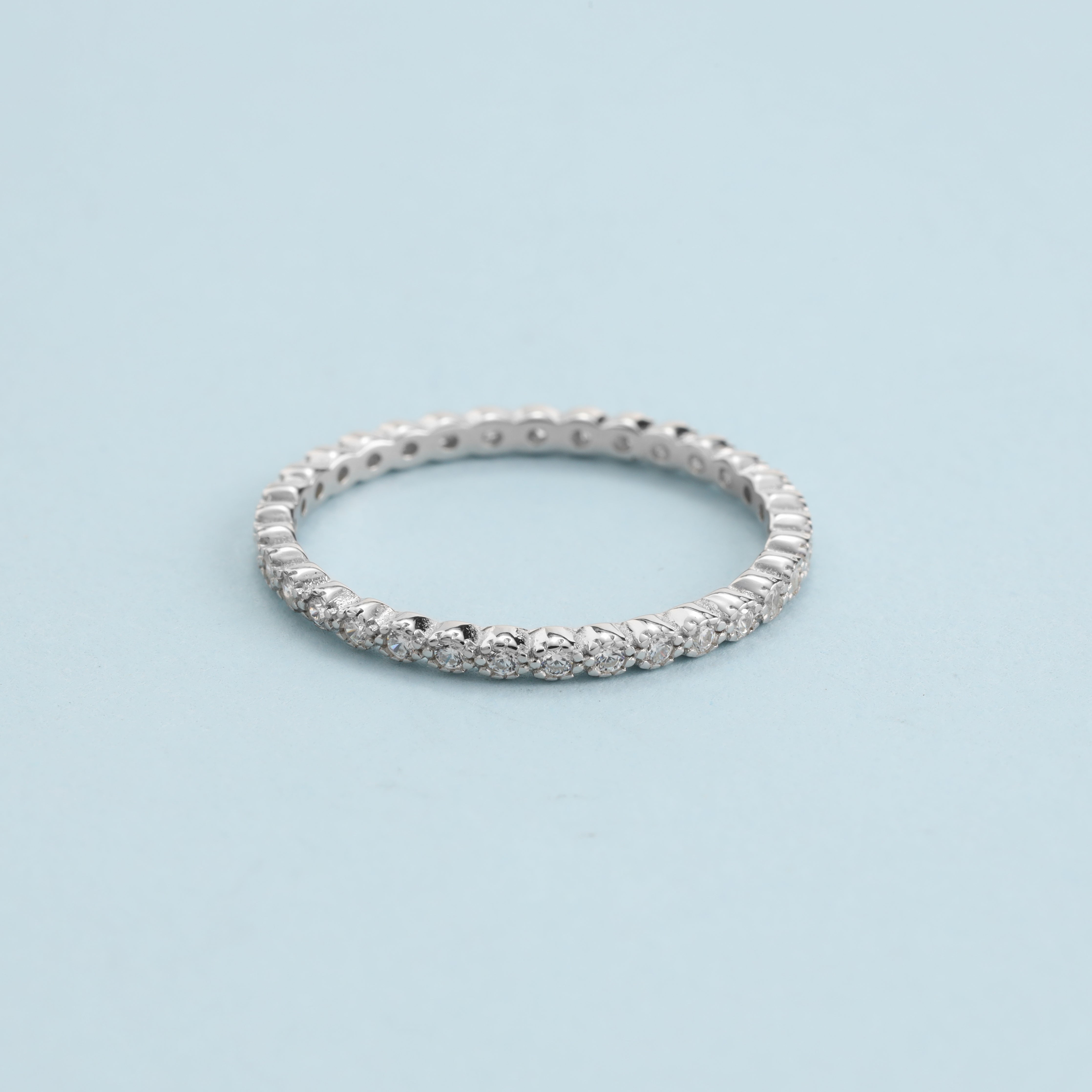 Damen Bandring Silberring Zirkonia Ring Gr. 6/7/8 aus 925 Sterlingsilber - Taipan Schmuck