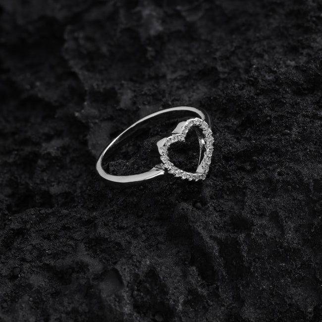 2. Bild von Damen Silberring Zirkonia Herz Motiv Ring Größe  6-9 aus 925 Sterlingsilber