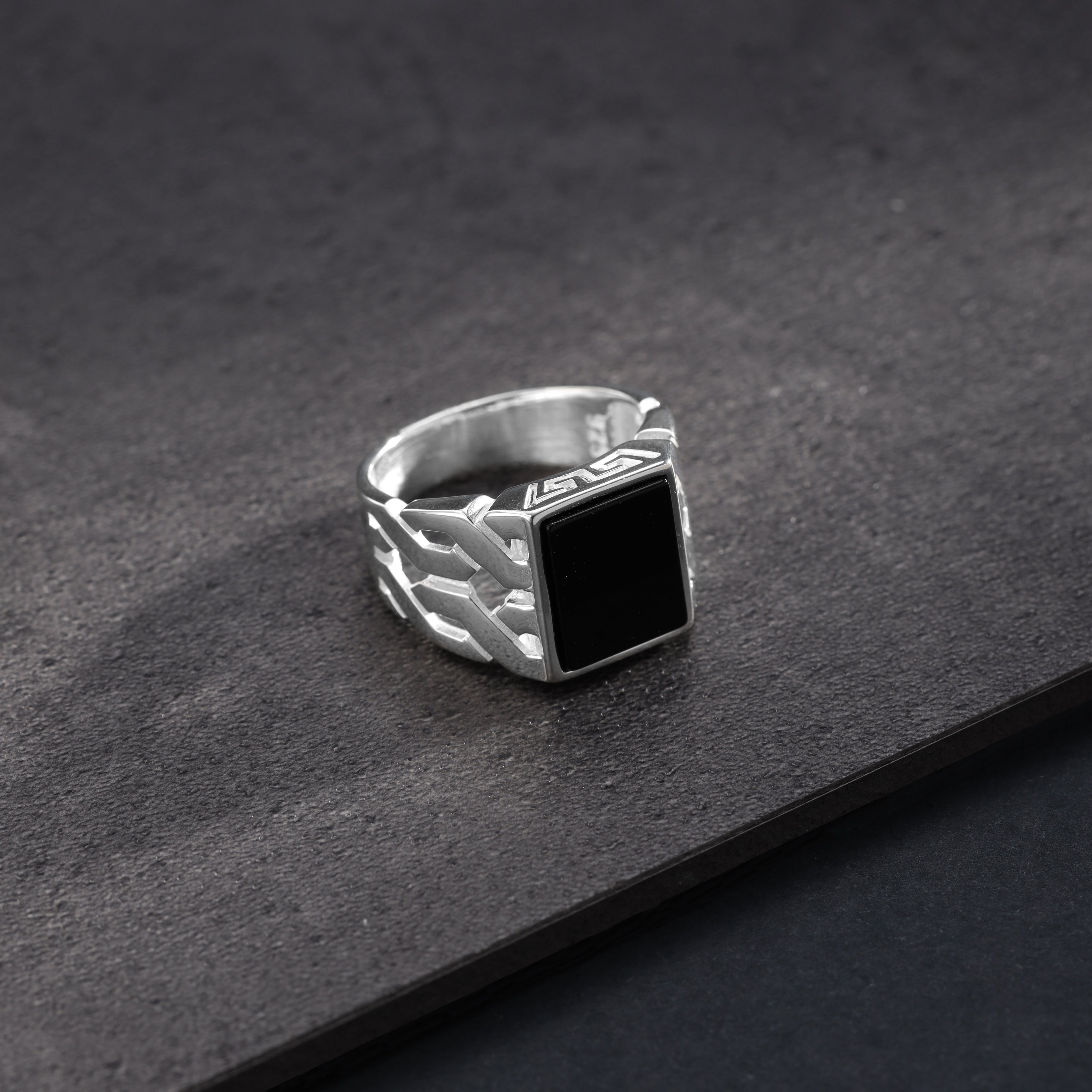 Onyx Silberring aus 925 Sterlingsilber Größe 8-12 - Taipan Schmuck