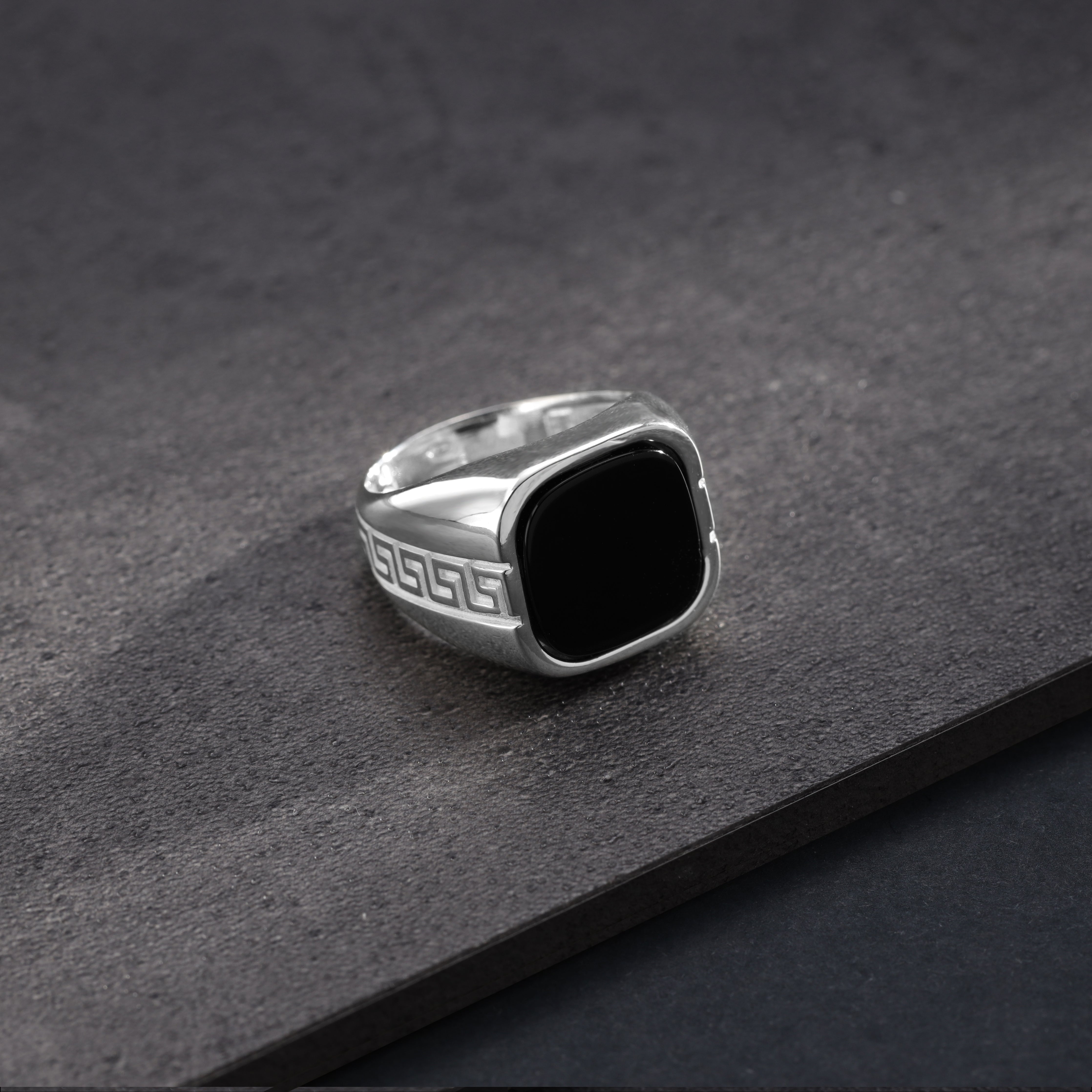 Onyx Silberring aus 925 Sterlingsilber Größe 8-12 - Taipan Schmuck