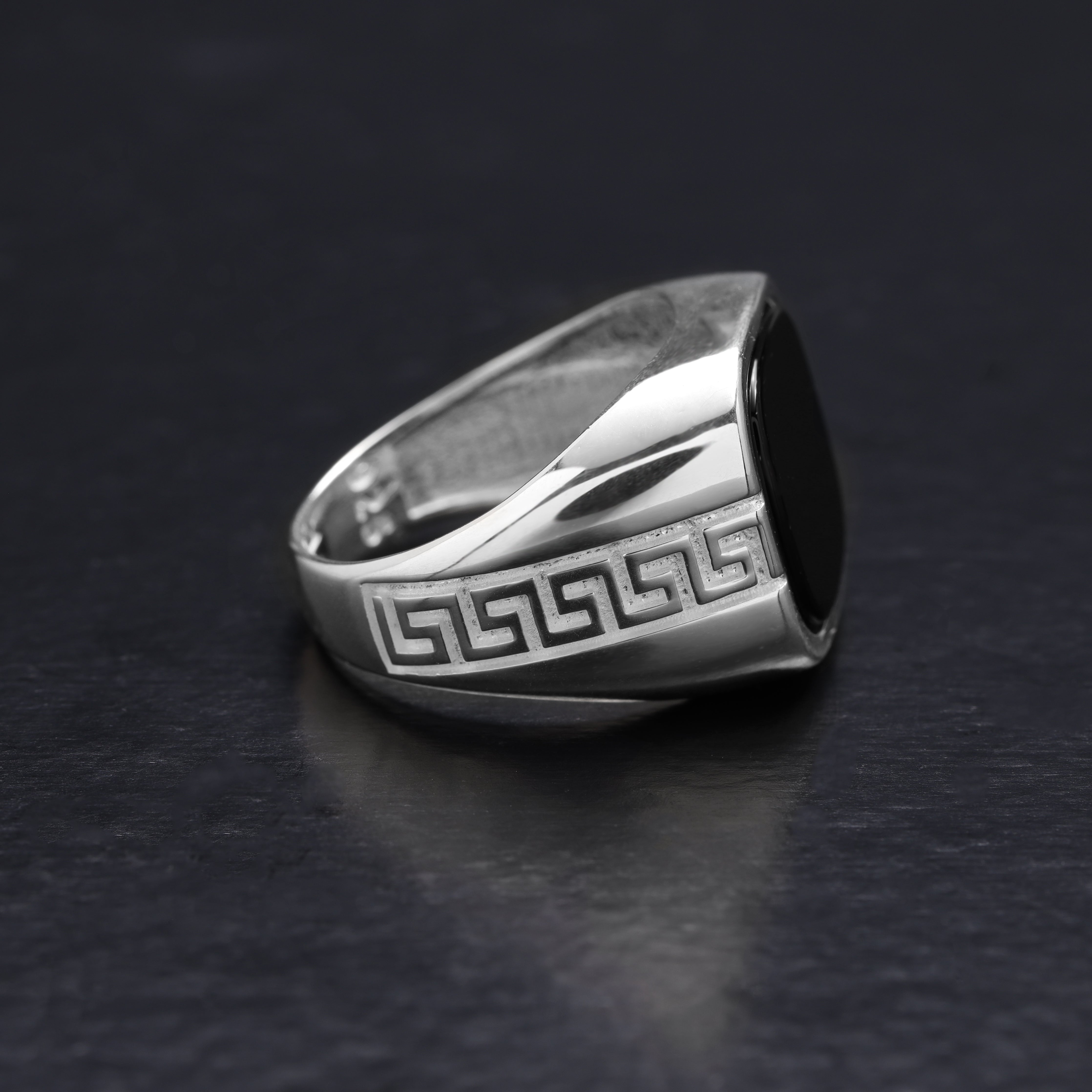 Onyx Silberring aus 925 Sterlingsilber Größe 8-12 - Taipan Schmuck