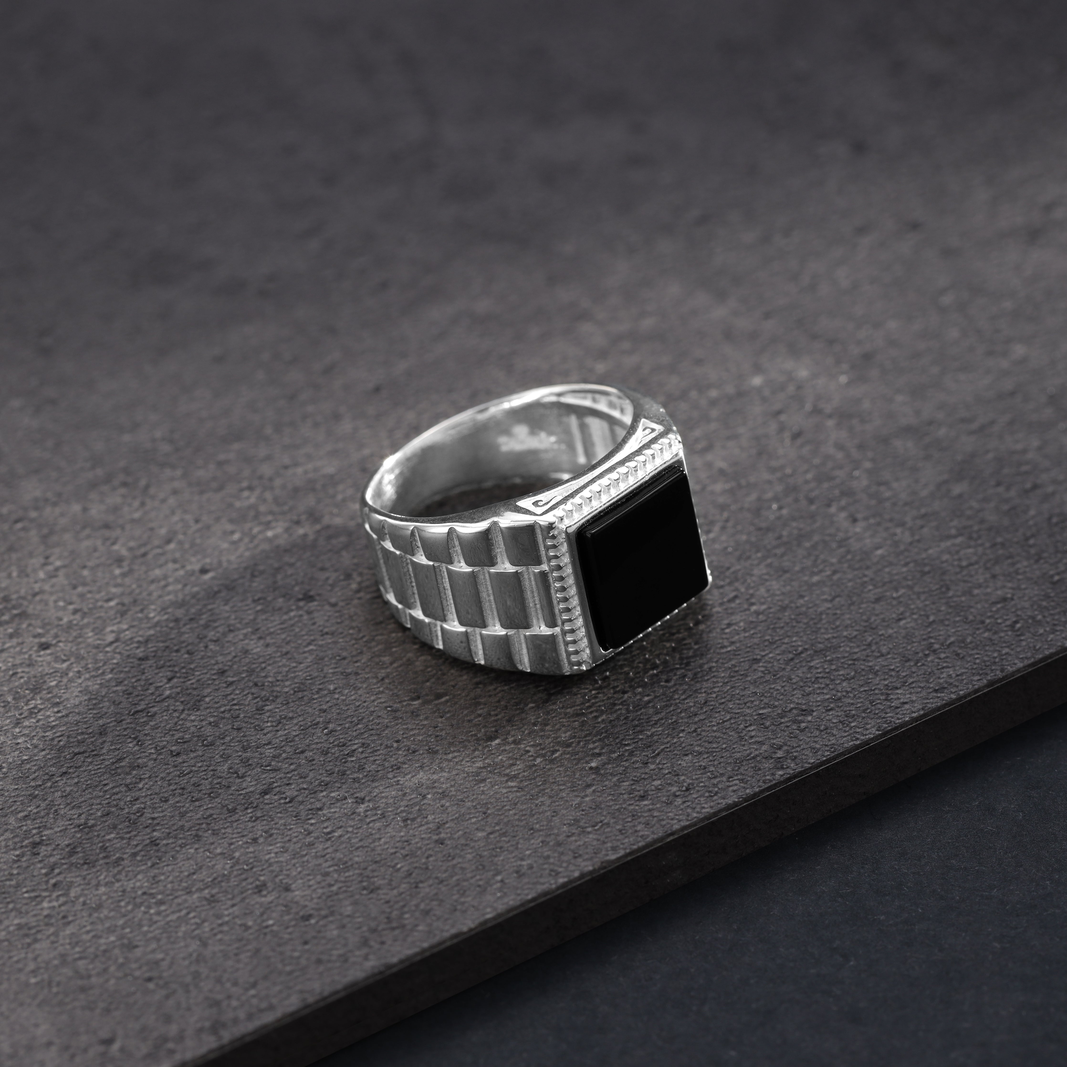 Onyx Silberring aus 925 Sterlingsilber Größe 8-12 - Taipan Schmuck