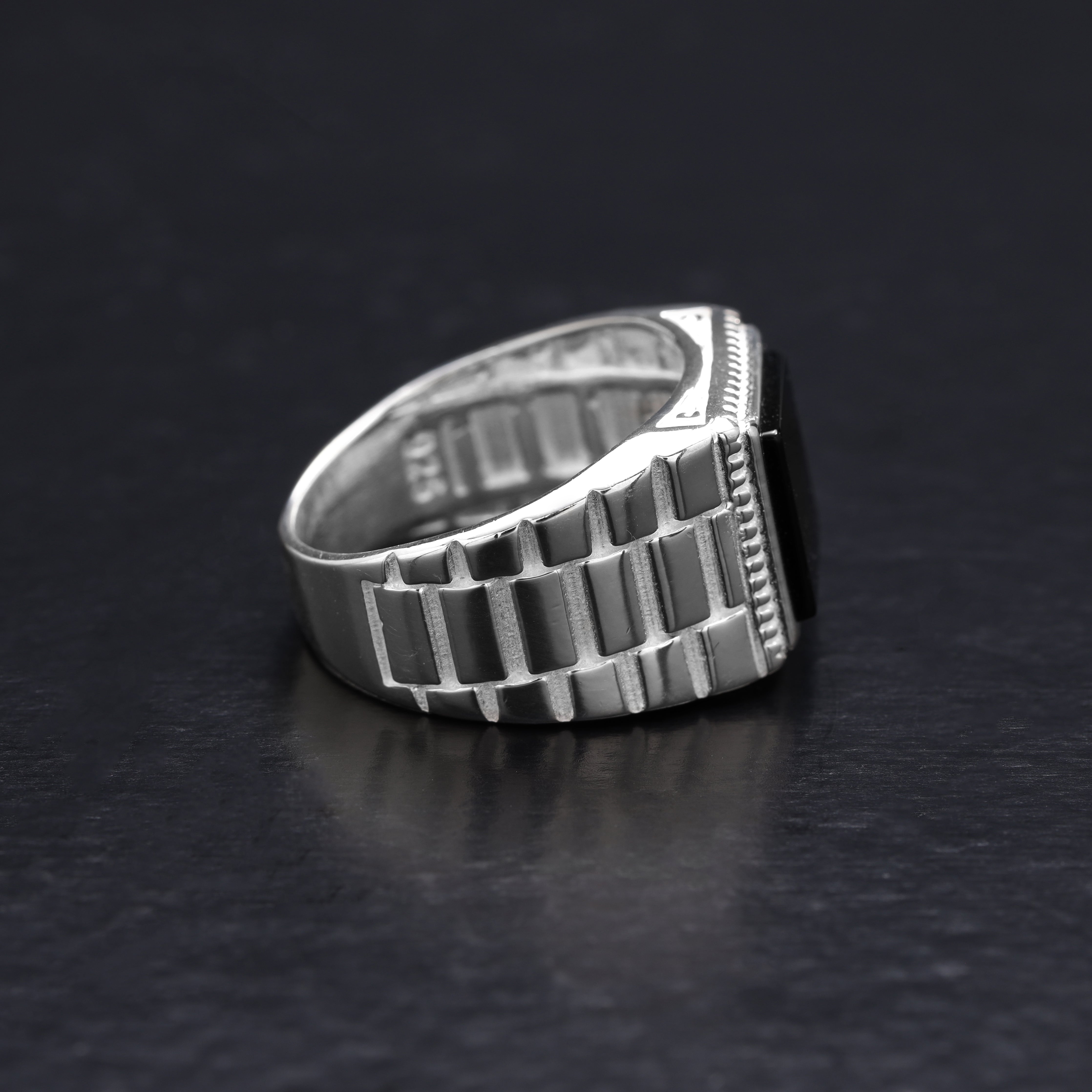 Onyx Silberring aus 925 Sterlingsilber Größe 8-12 - Taipan Schmuck