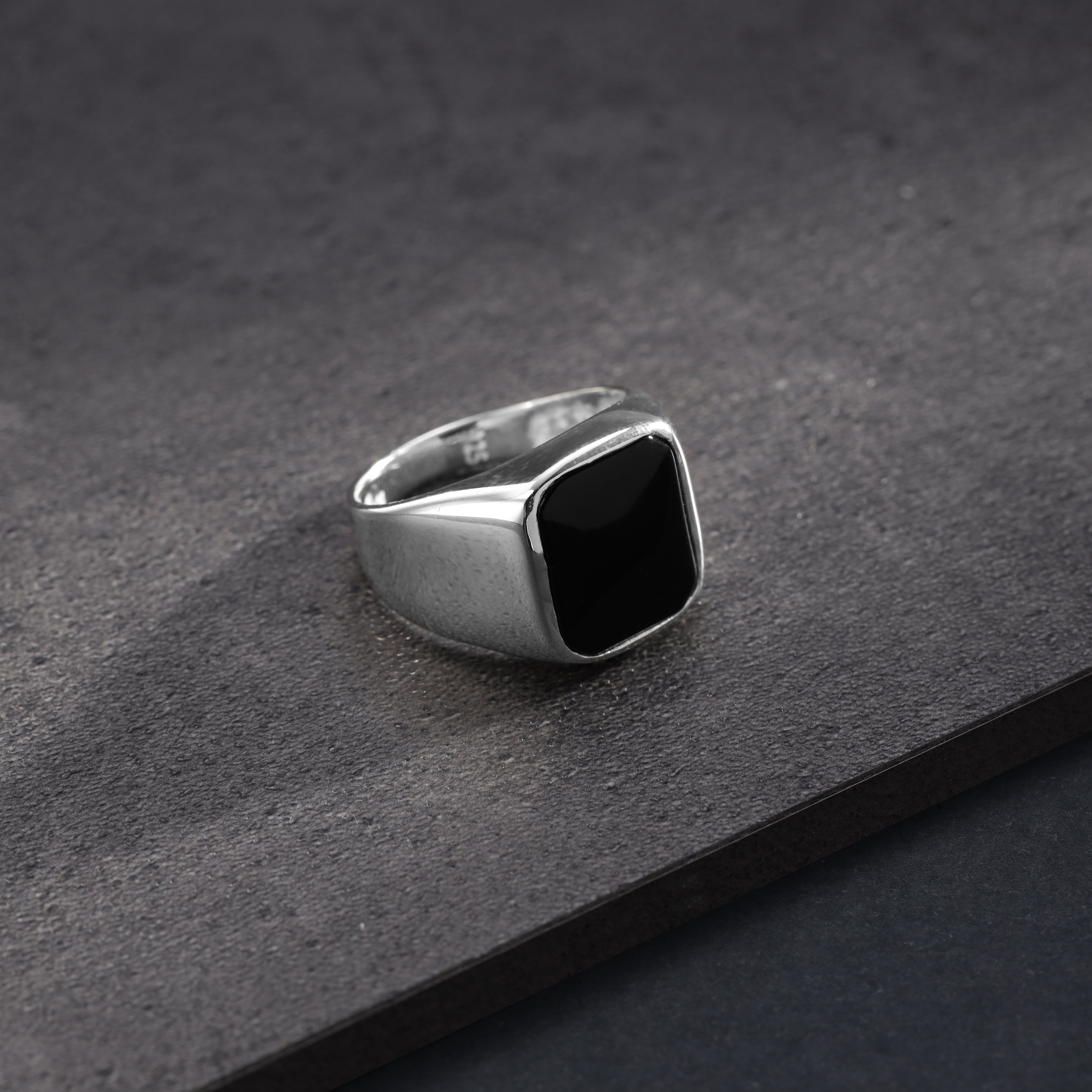 Onyx Silberring aus 925 Sterlingsilber Größe 8-12 - Taipan Schmuck