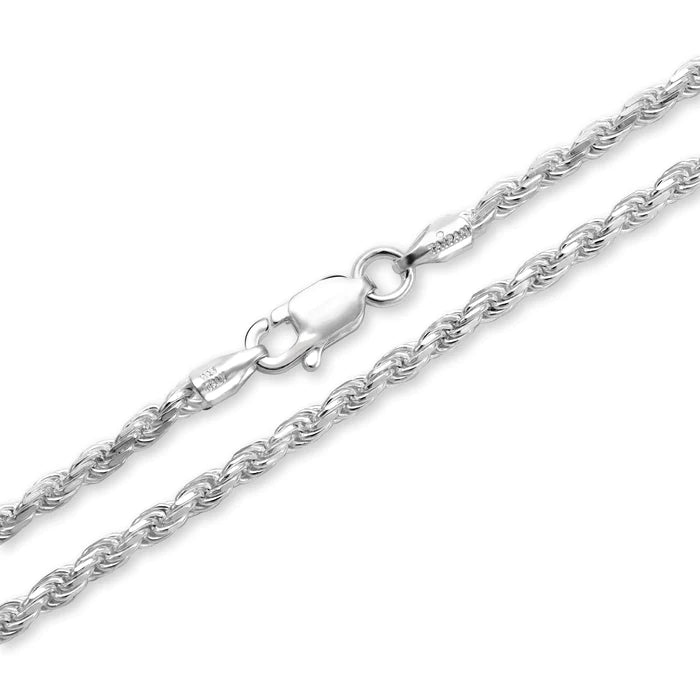 Set - 2,3mm Kordelkette Rope Chain 925 Sterling Silber - Kostenloses Armband - Taipan Schmuck