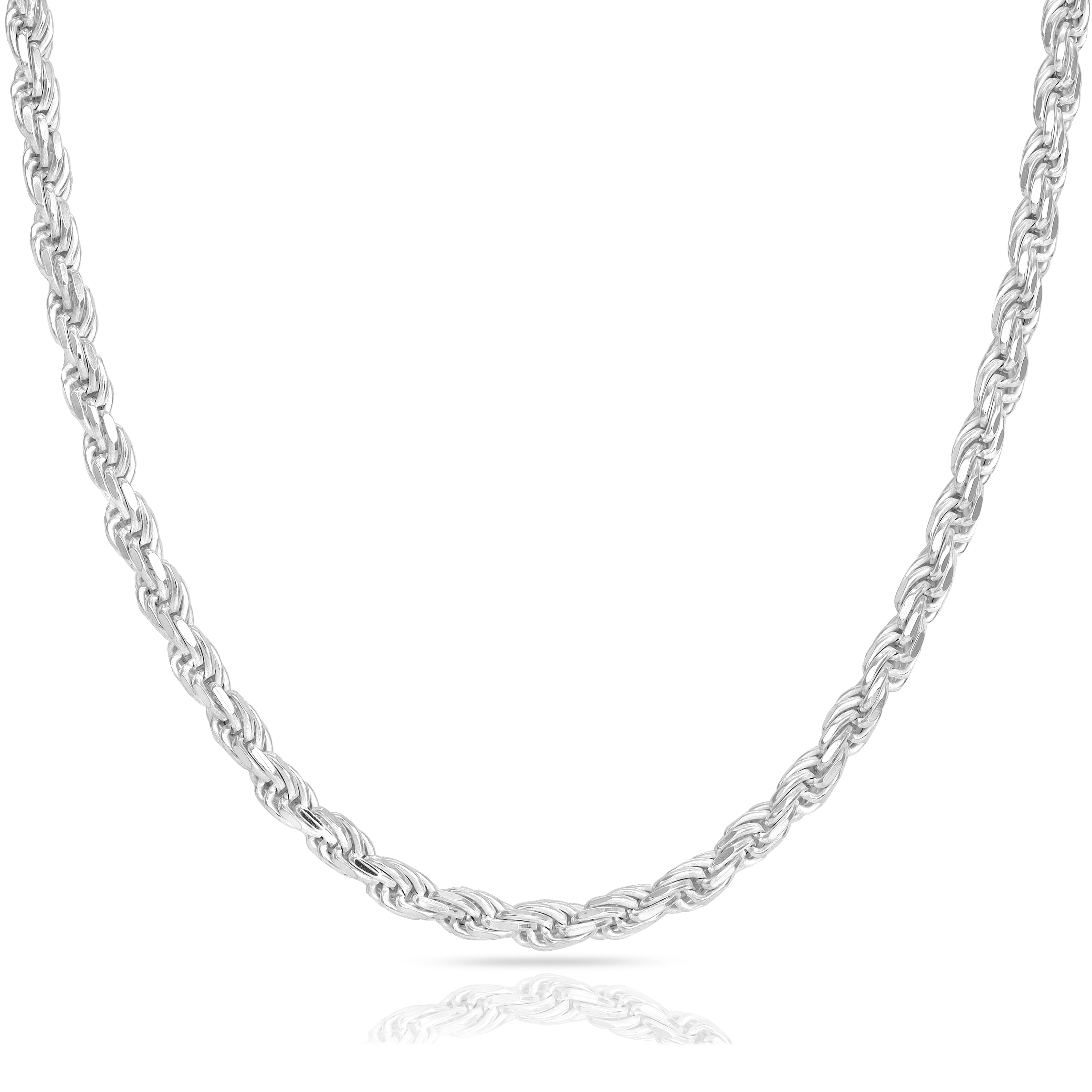 Kordelkette Rope Chain 3,5mm breit aus 925 Silber (diamantiert) - Taipan Schmuck