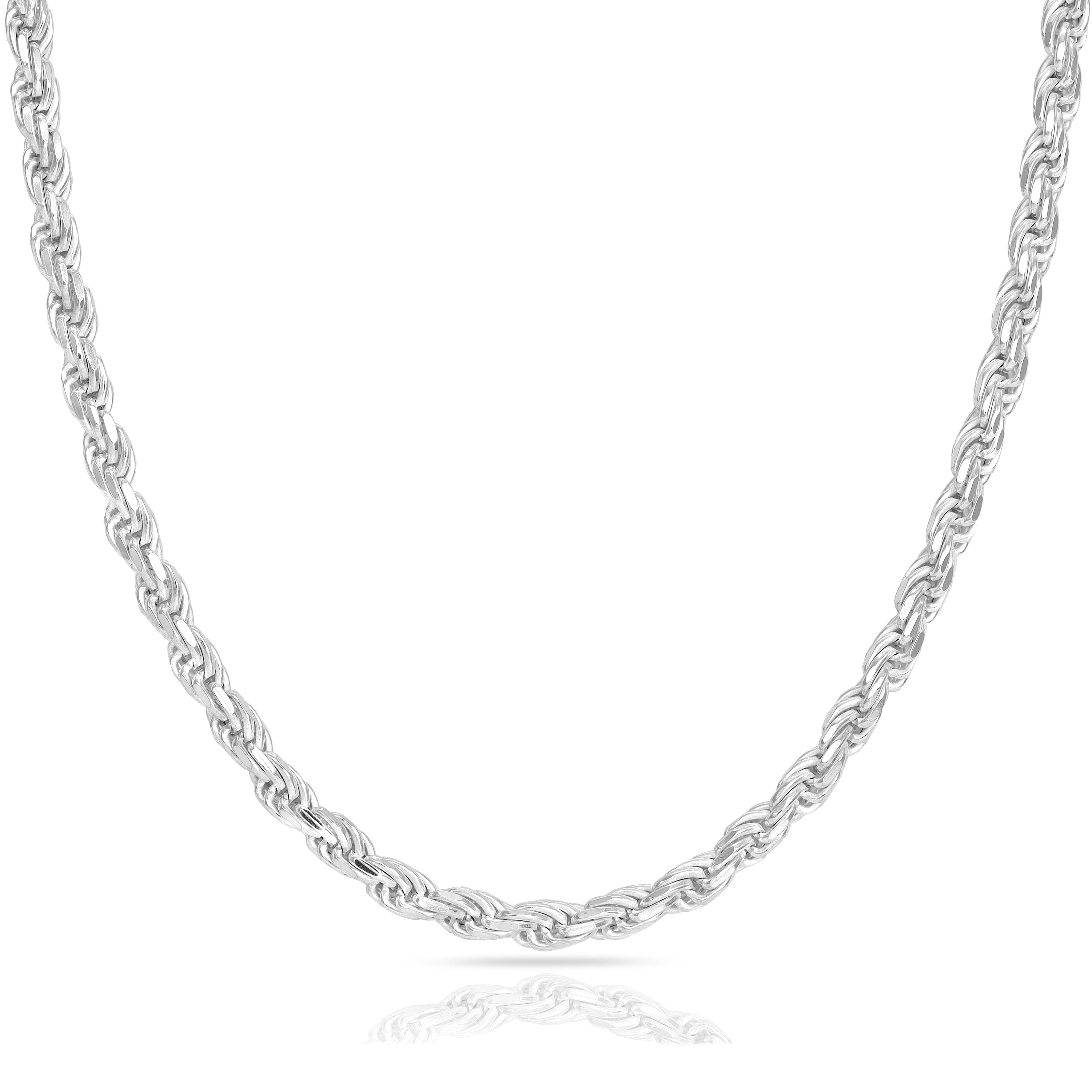 Kordelkette Rope Chain 3,5mm breit aus 925 Silber (diamantiert)