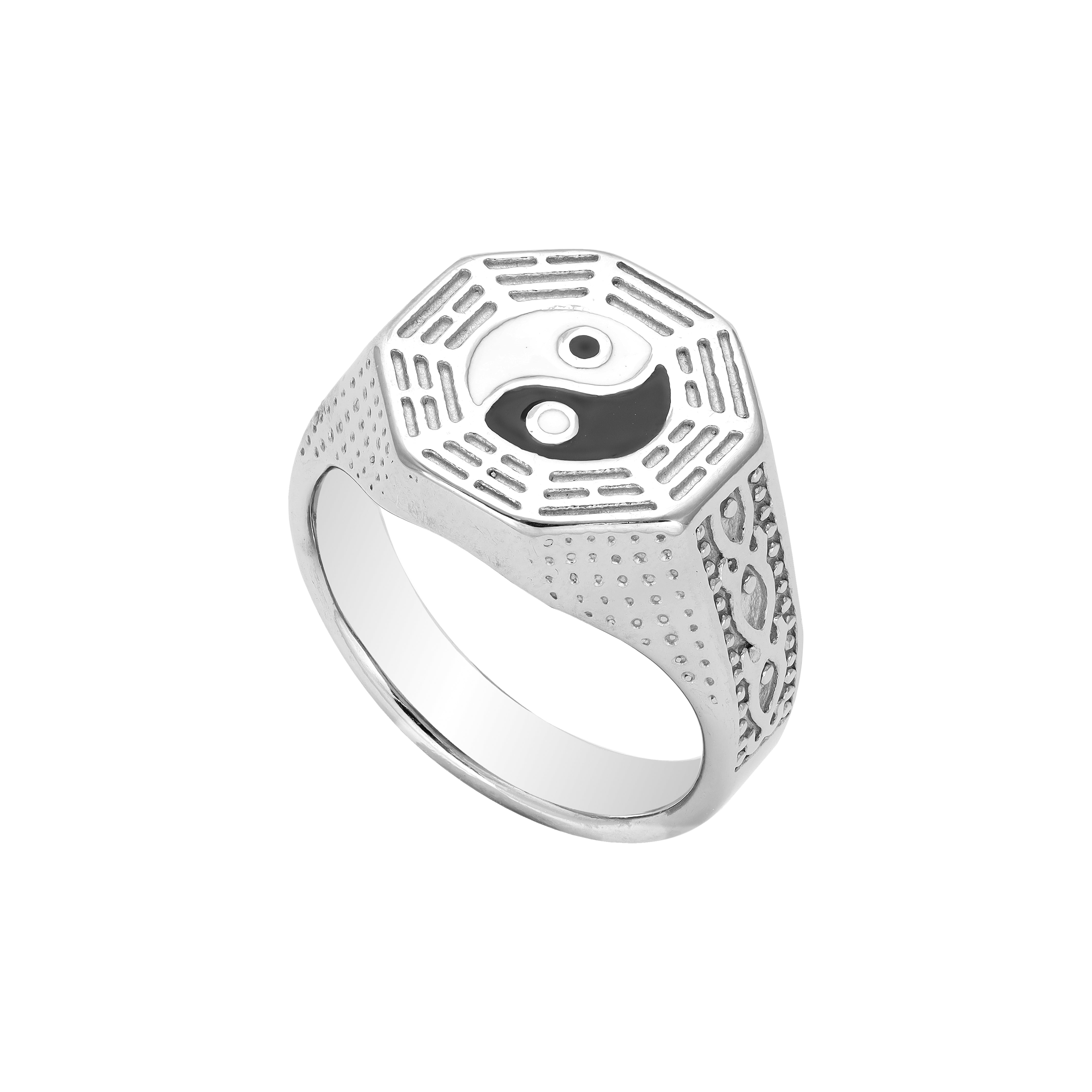 Ying Yang Herren Ring Größe 9-12 aus Edelstahl