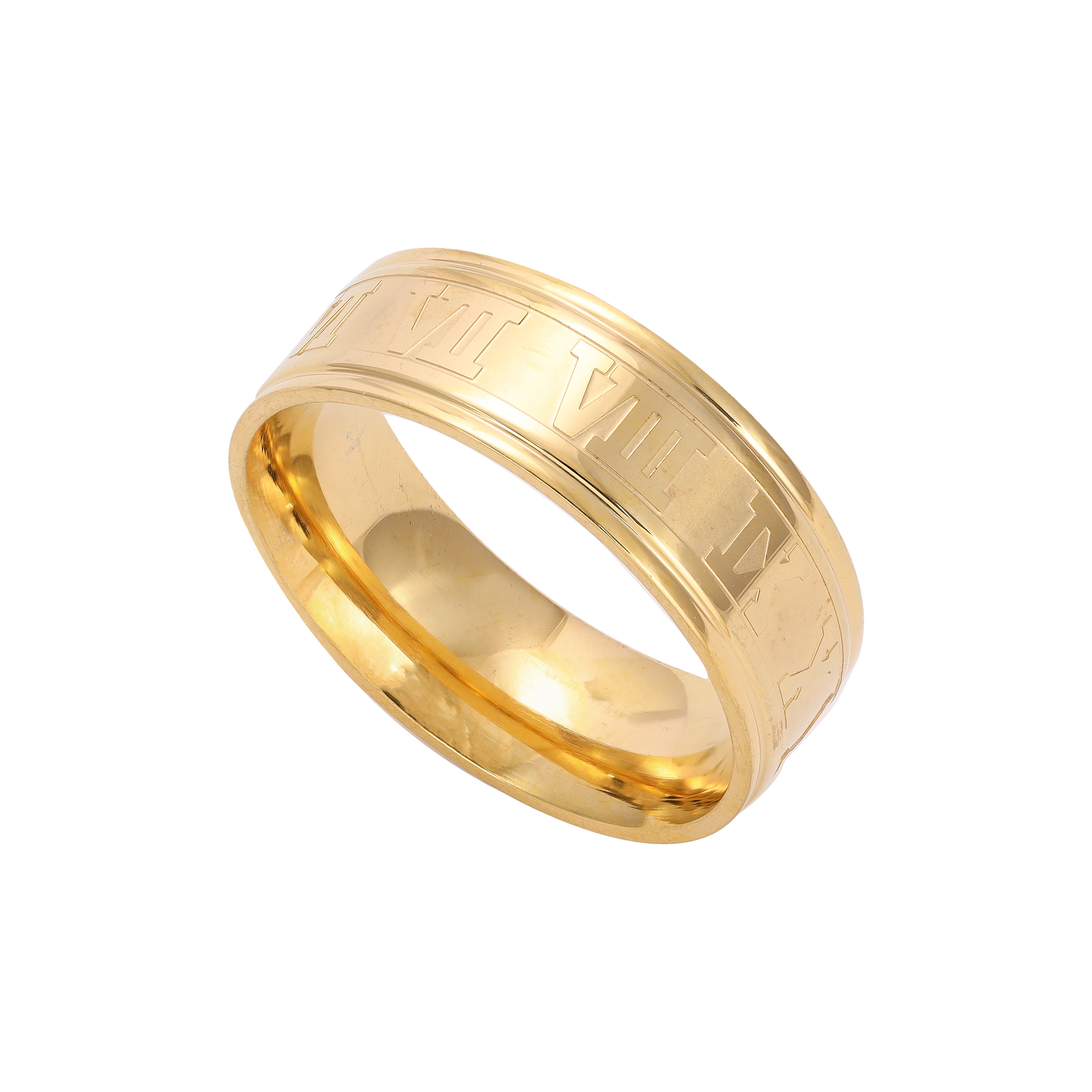 Roman men's ring size 9-12 made of stainless steel 14K gold plated