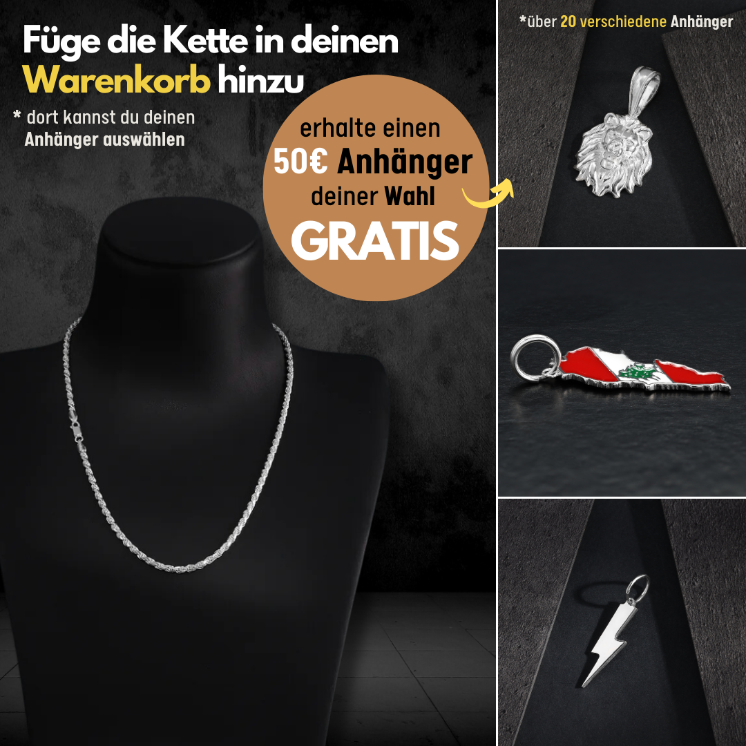 Kordelkette + kostenloser Anhänger - Taipan Schmuck