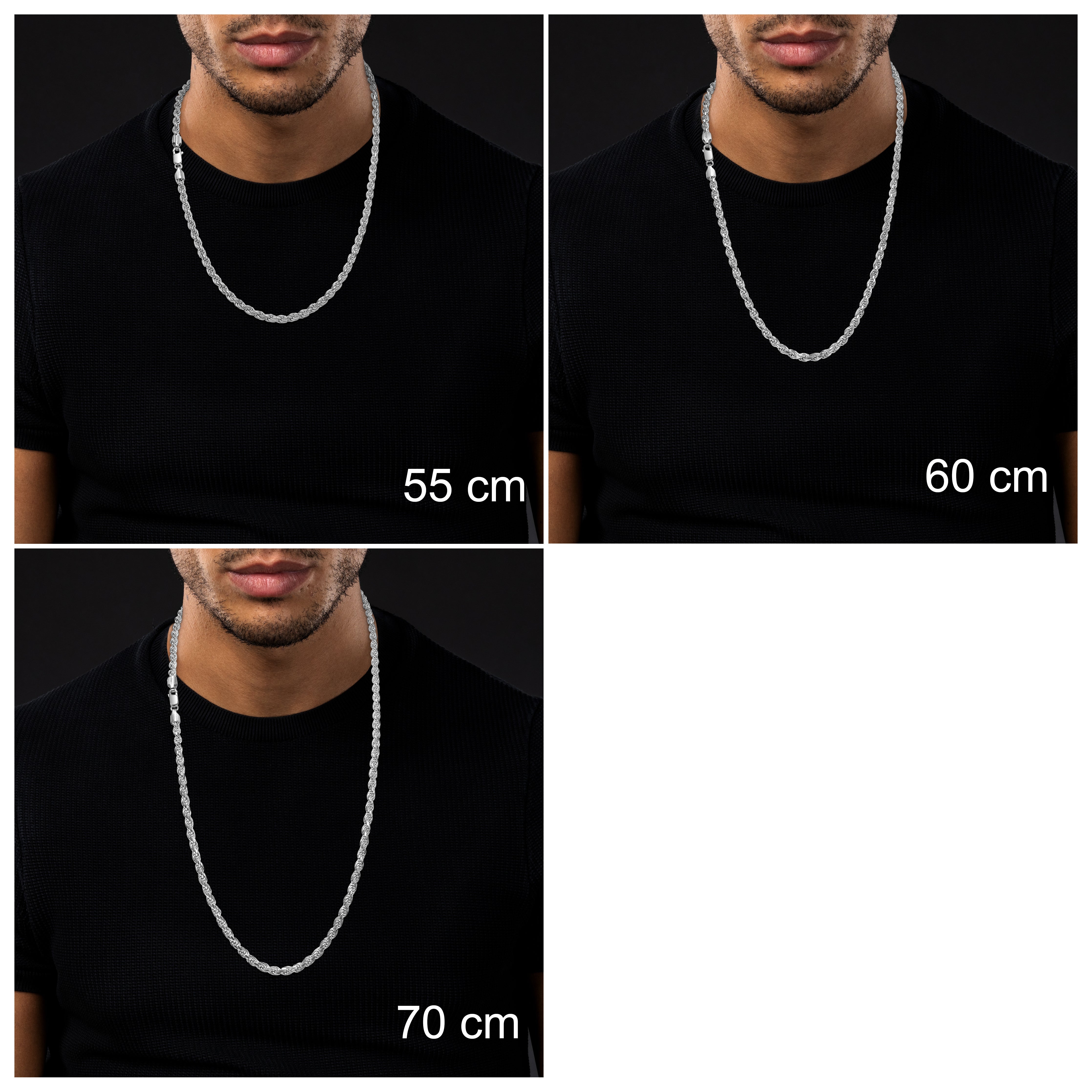5mm Kordelkette Rope Chain 925 Silber diamantiert