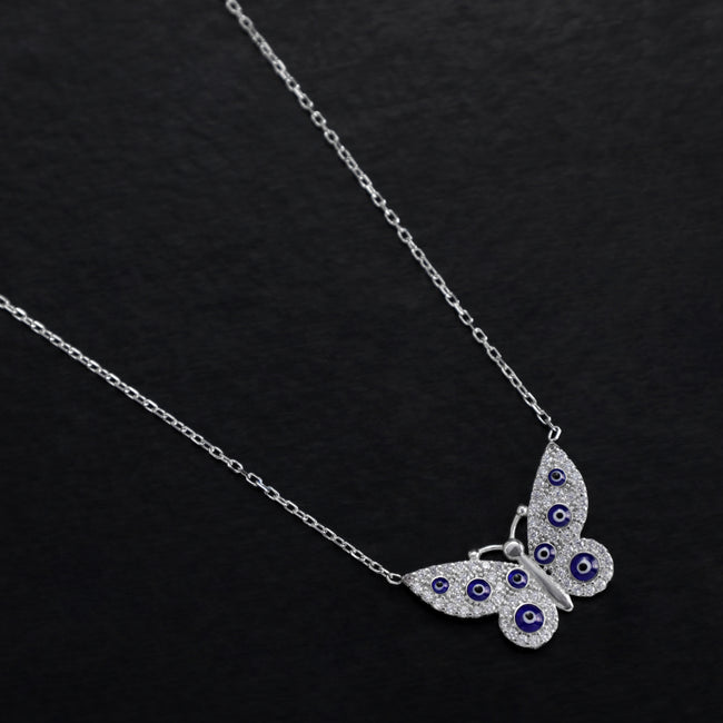 3. Bild von Damen Ankerkette mit Schmetterling Anhänger 42cm lang 925 Sterlingsilber rhodiniert Zirkonia