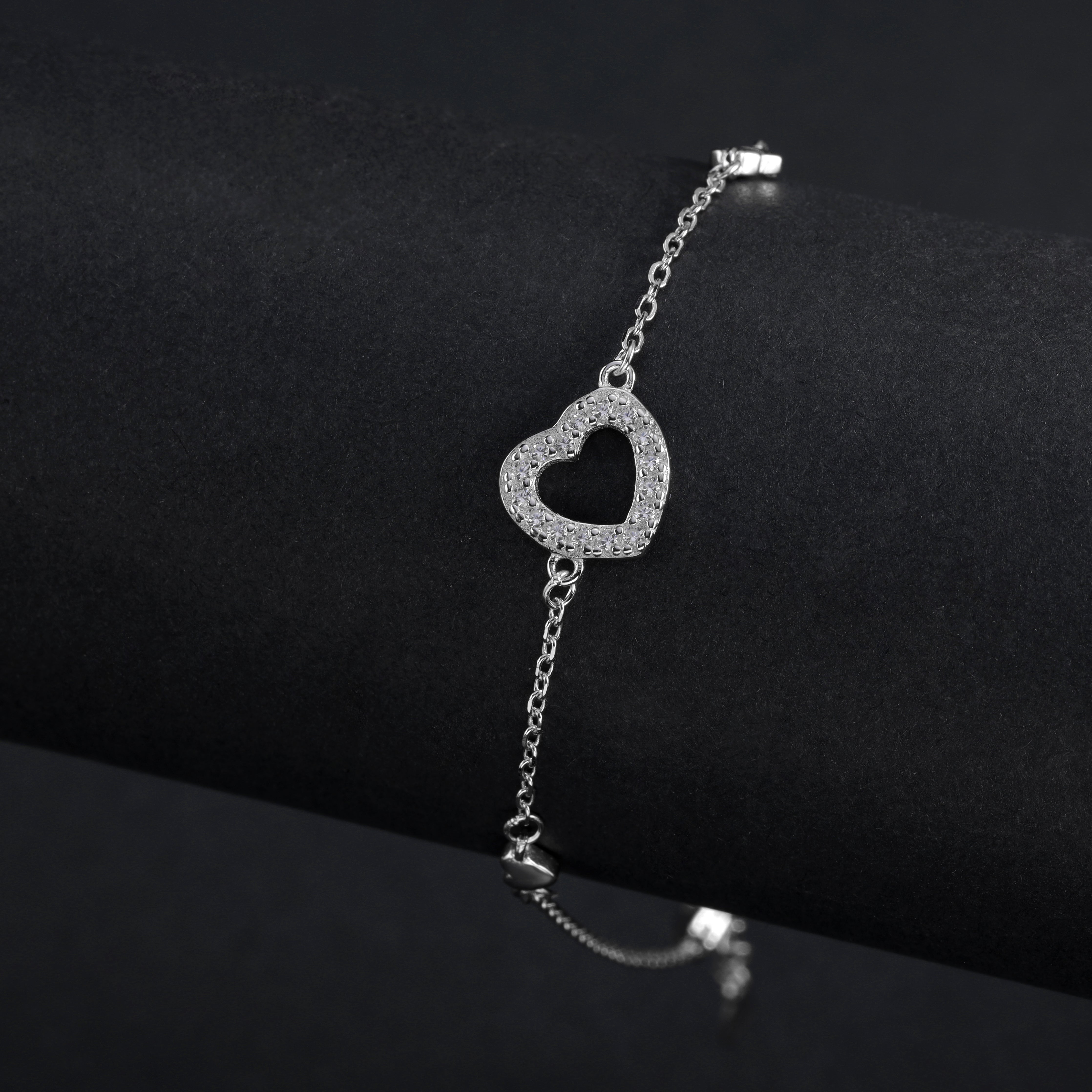 Damen Ankerkette Armband mit Zirkonia Herz Motiv - aus 925 Sterlingsilber - Taipan Schmuck