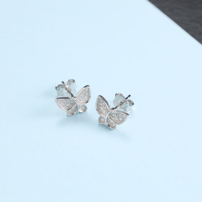 2. Bild von Damen Schmetterling Ohrstecker Zirkonia Ohrringe aus 925 Sterlingsilber