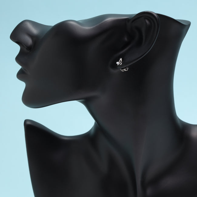 4. Bild von Super süße Damen Ohrstecker Zirkonia Ohrringe mit Schmetterling Motiv aus 925 Sterlingsilber
