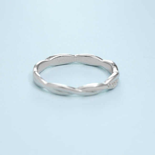 4. Bild von Damen Bandring Silberring  Zirkonia Ring Größe 6-8 aus 925 Sterlingsilber