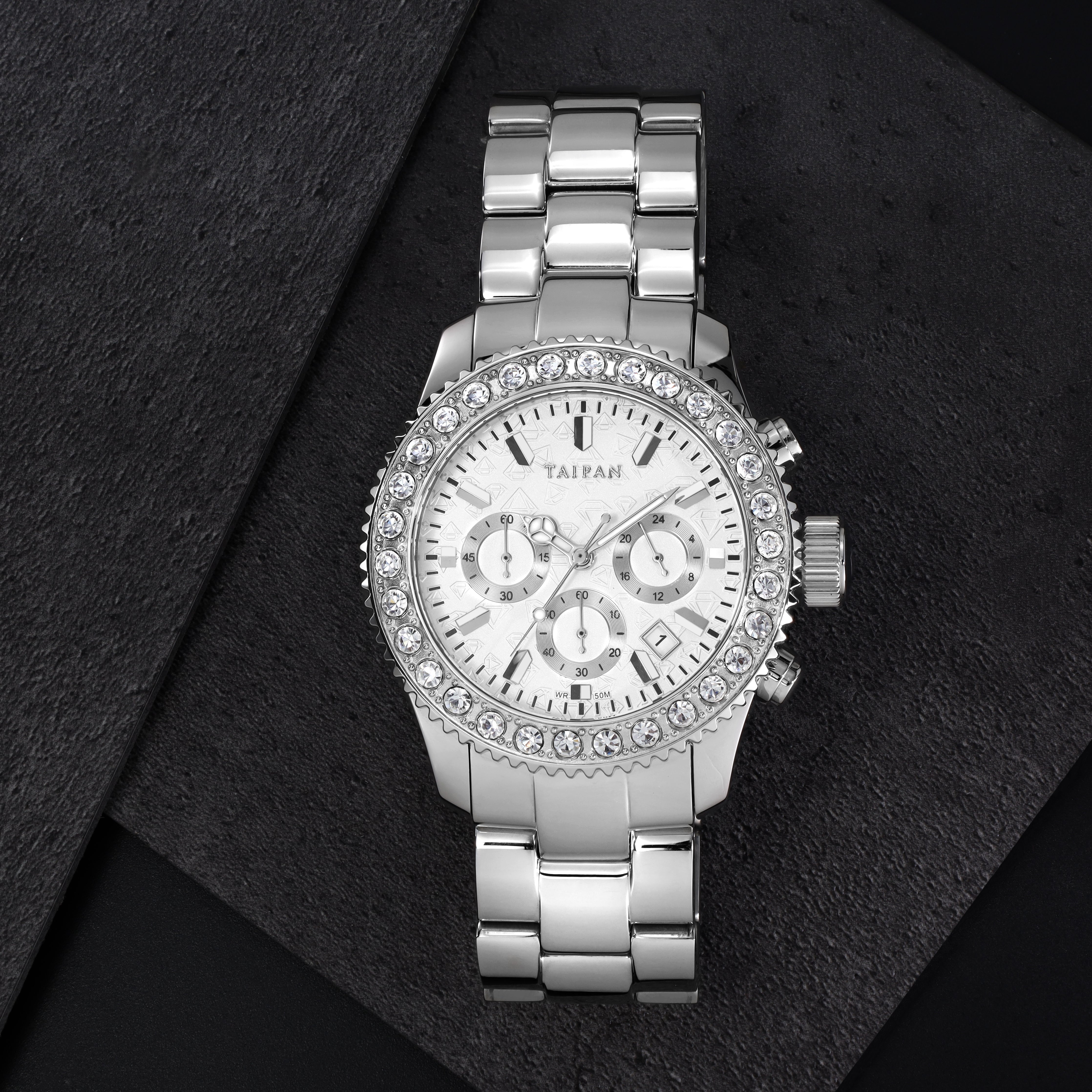 Iced out hot sale watch silver